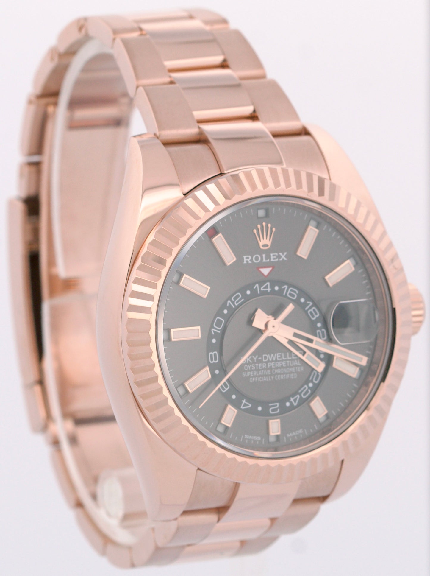 PAPERS Rolex Sky-Dweller 18K Rose Gold SLATE Gray Rhodium OYSTER 42mm 326935 BOX