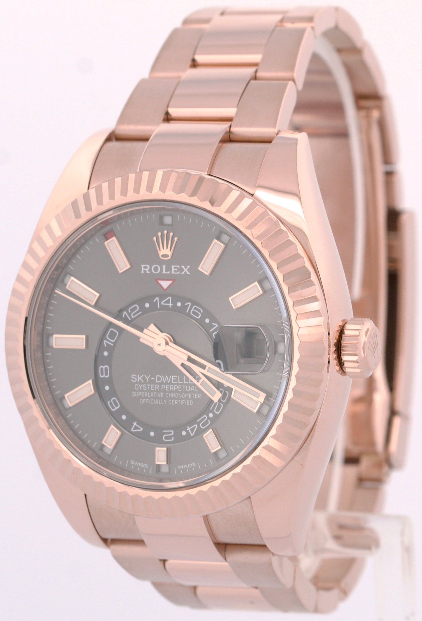 PAPERS Rolex Sky-Dweller 18K Rose Gold SLATE Gray Rhodium OYSTER 42mm 326935 BOX