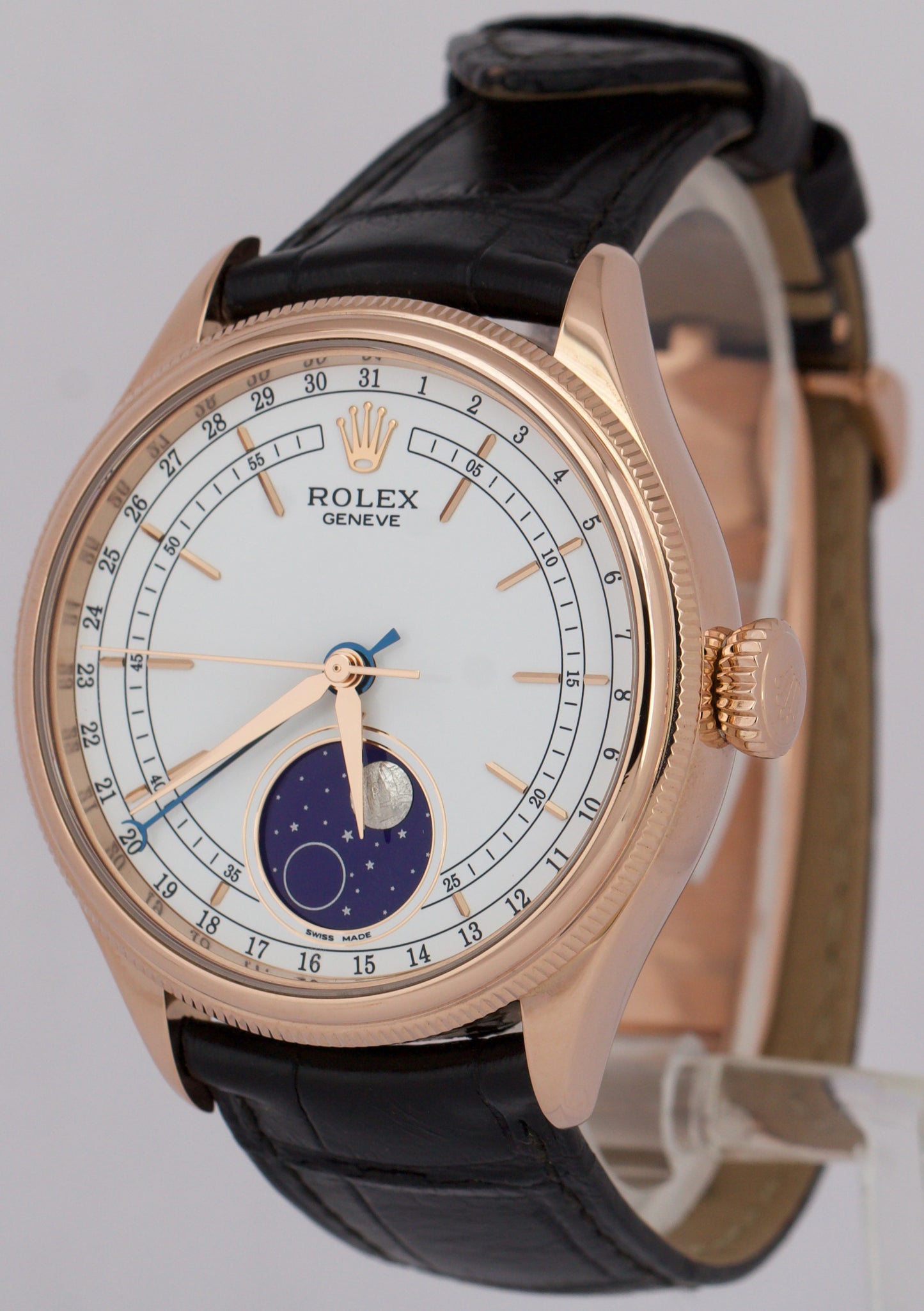 PAPERS Rolex Cellini Moonphase 18K Rose Gold Leather Everose 39mm 50535 BOX