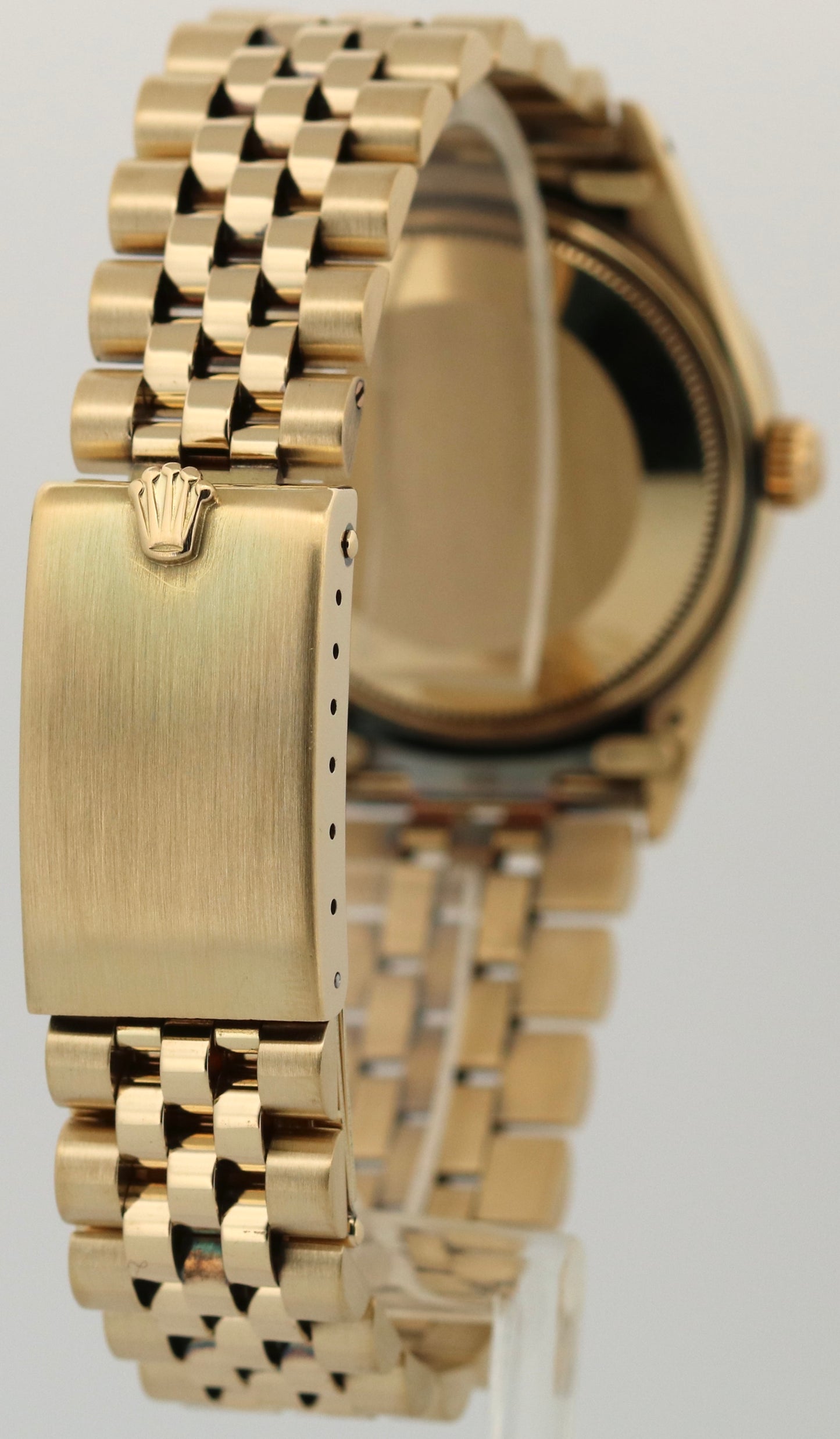 VINTAGE Rolex Oyster Perpetual Date 34mm CHAMPAGNE 14K Gold Fluted JUBILEE 15037