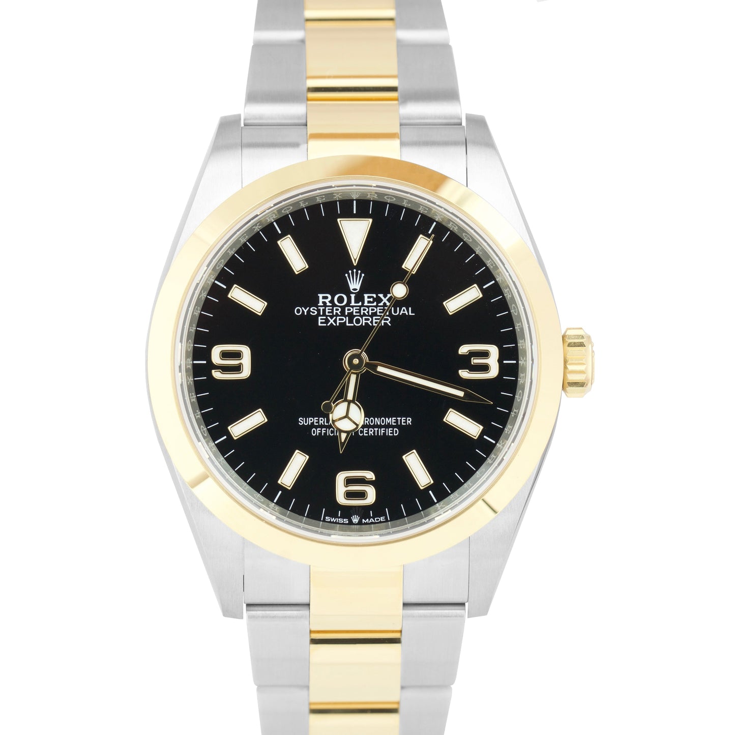 2021 NEW CARD Rolex Explorer I Black Two-Tone Gold Steel 36mm 124273 Watch B+P