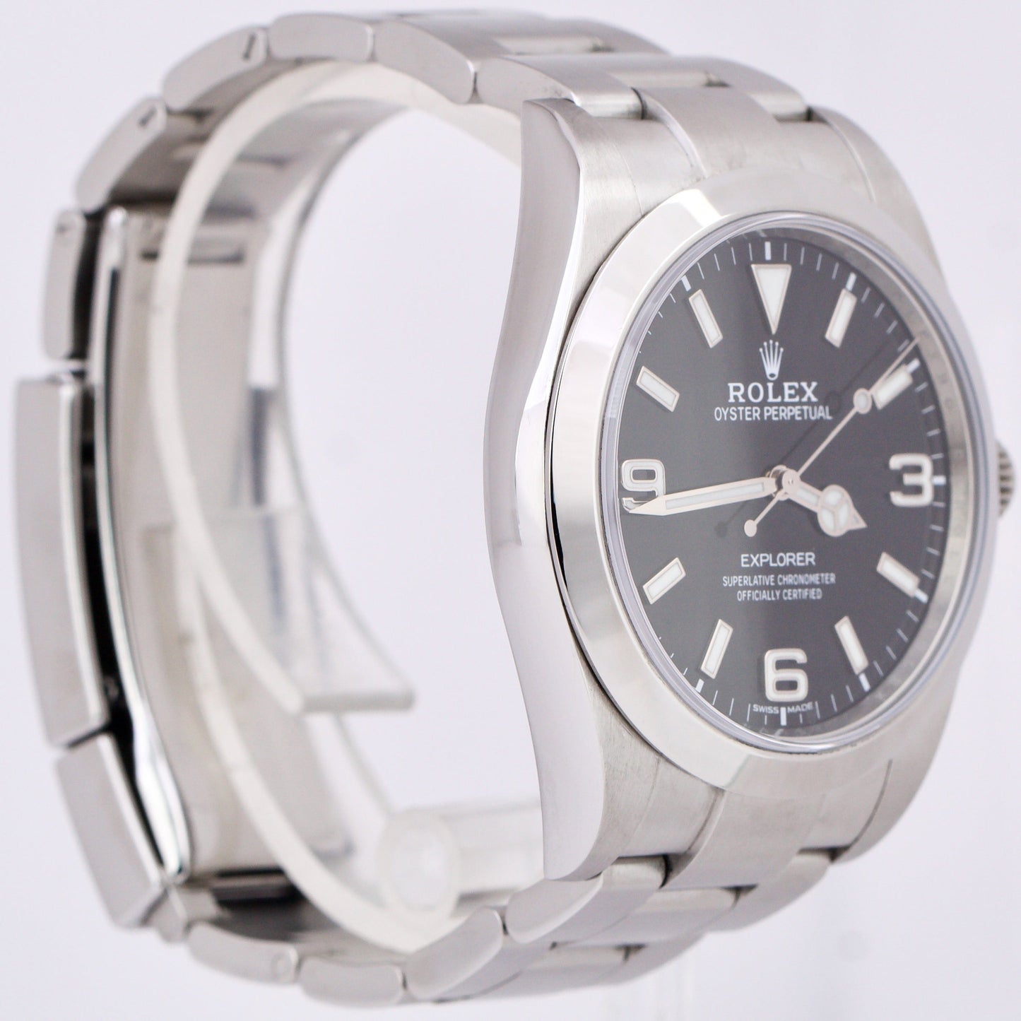 Rolex Explorer I Black FULL LUME Stainless Steel 39mm MK2 Automatic Watch 214270