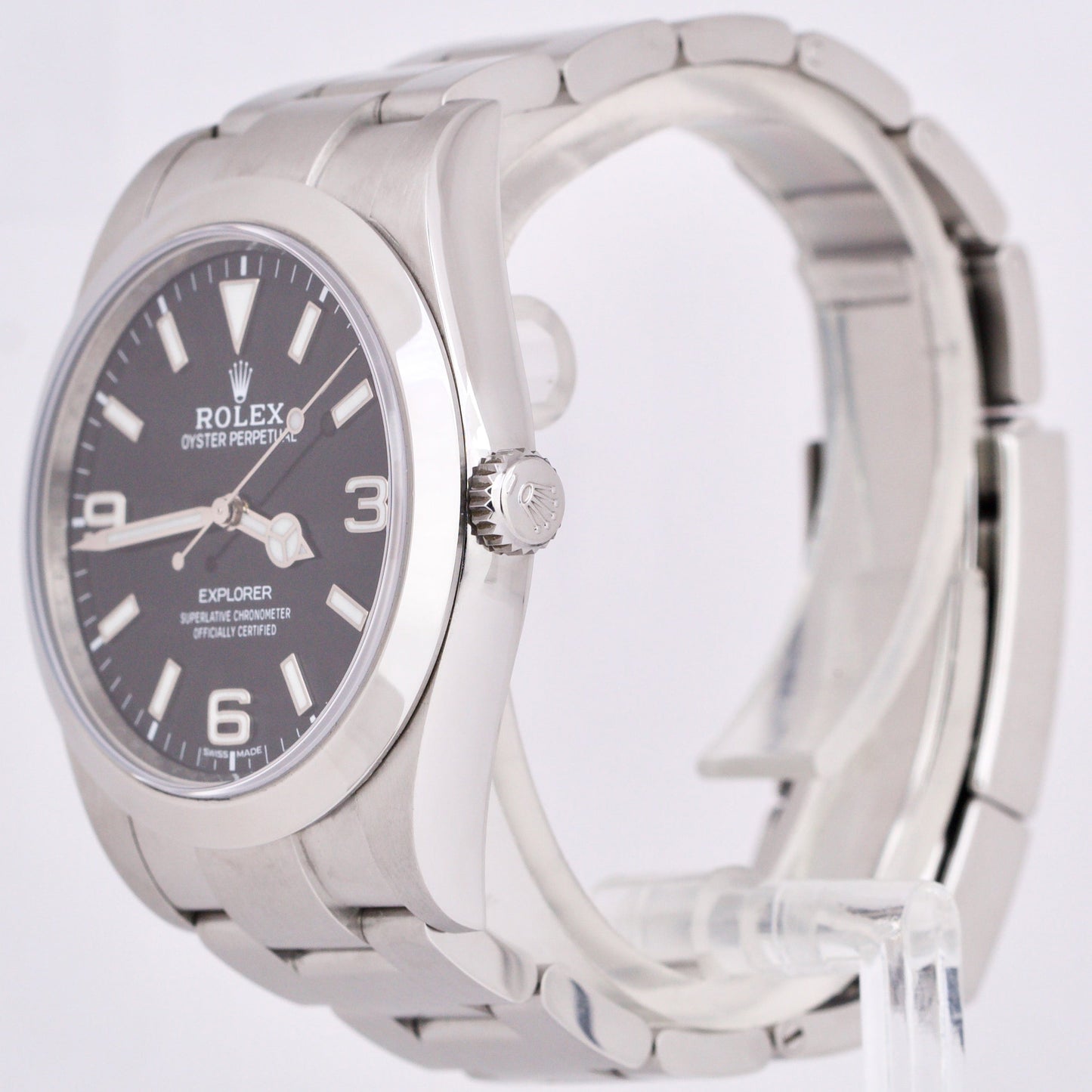 Rolex Explorer I Black FULL LUME Stainless Steel 39mm MK2 Automatic Watch 214270