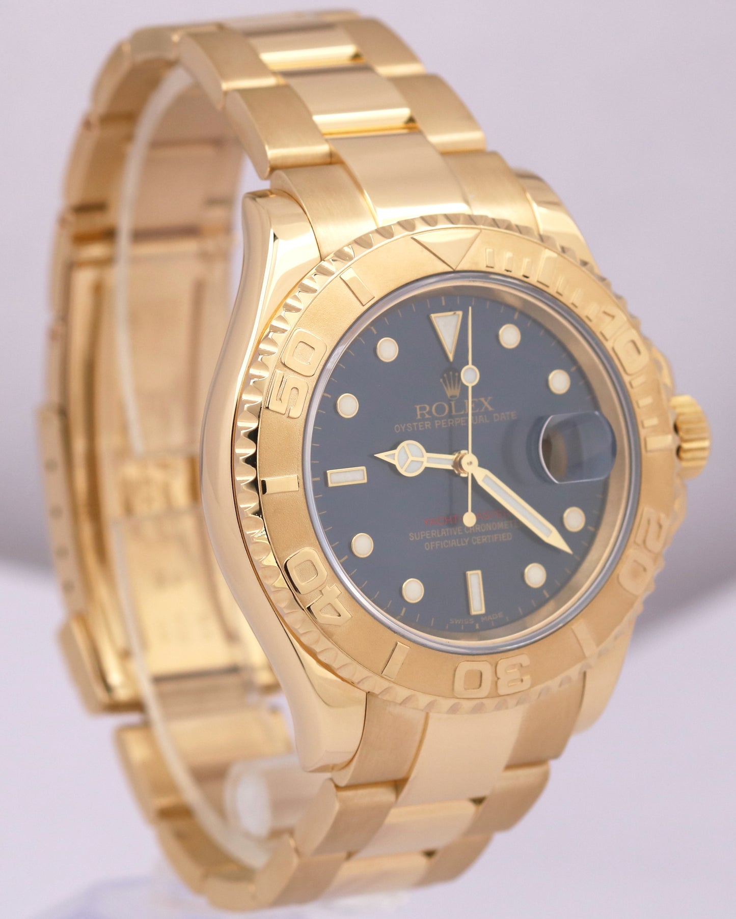 MINT Rolex Yacht-Master 40 YM1 BLUE 18K Yellow 40mm NO-HOLES Oyster 16628 Watch