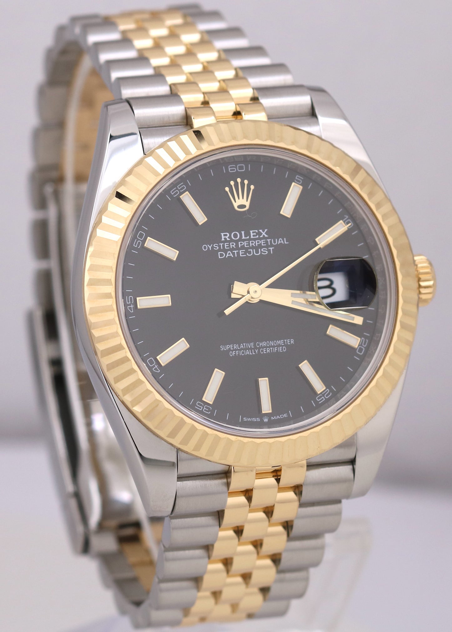 Rolex DateJust 41 BLACK 18K Yellow Gold Steel 41mm JUBILEE 126333 Watch