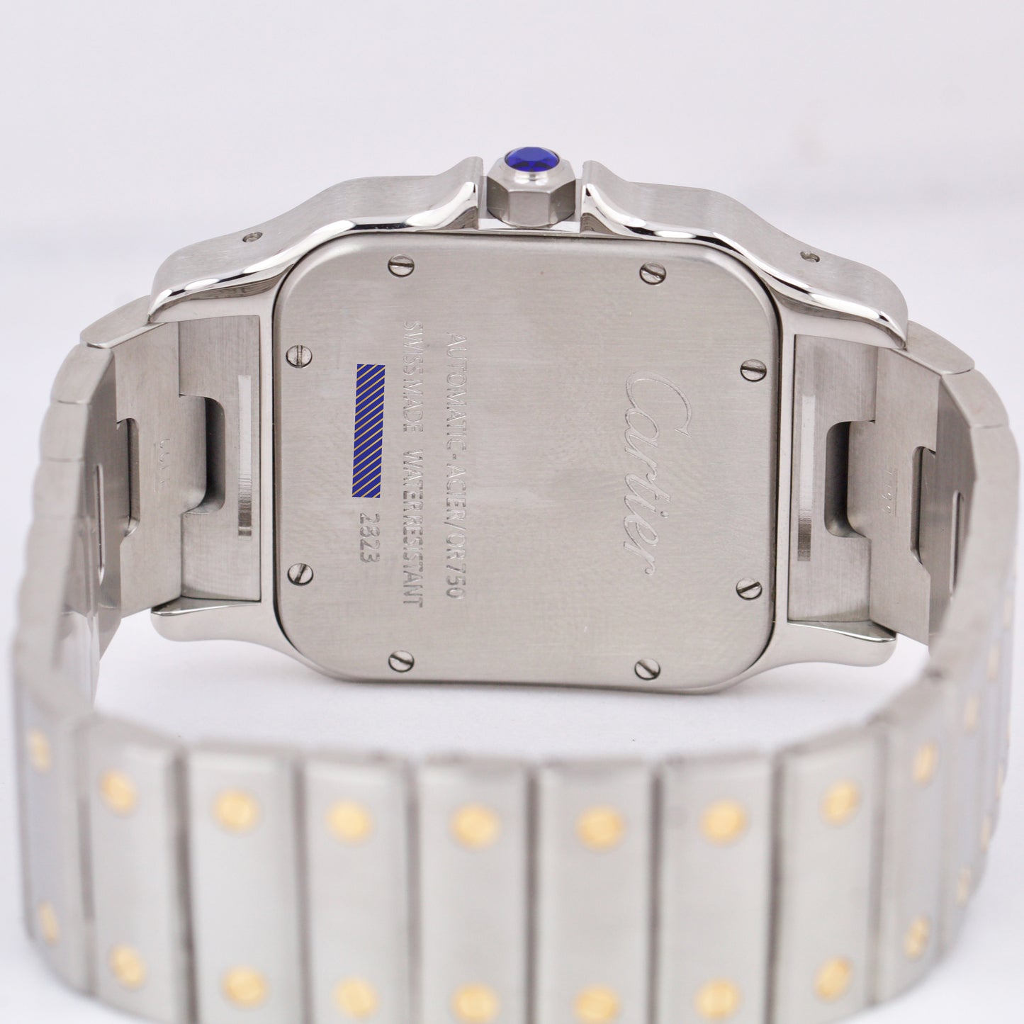 MINT Cartier Santos Galbee 32mm White Roman 18K Yellow Gold Steel 2823 W20099C4