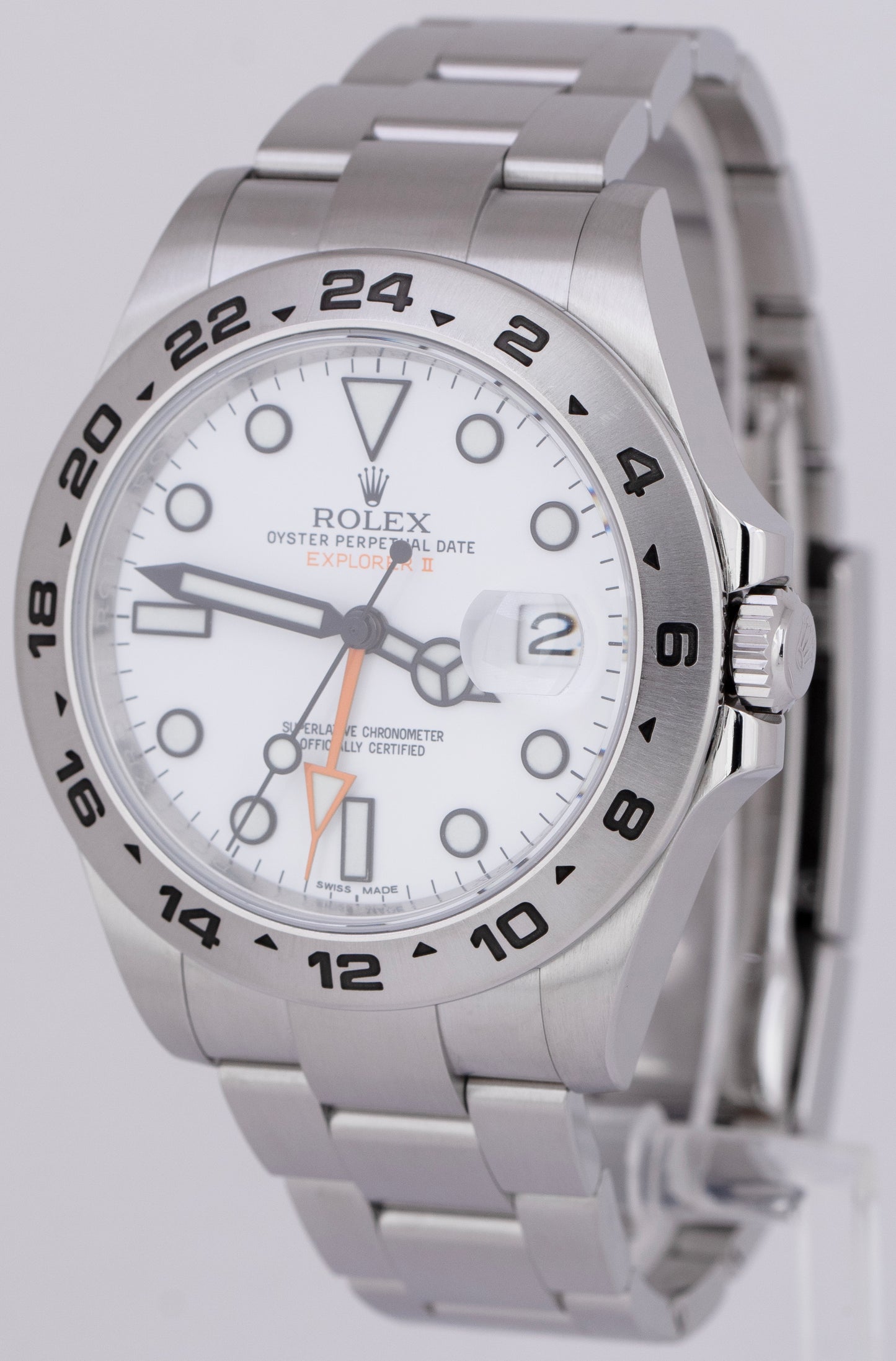 2019 Rolex Explorer II PAPERS 42mm 216570 White Orange Steel GMT Date Watch B+P