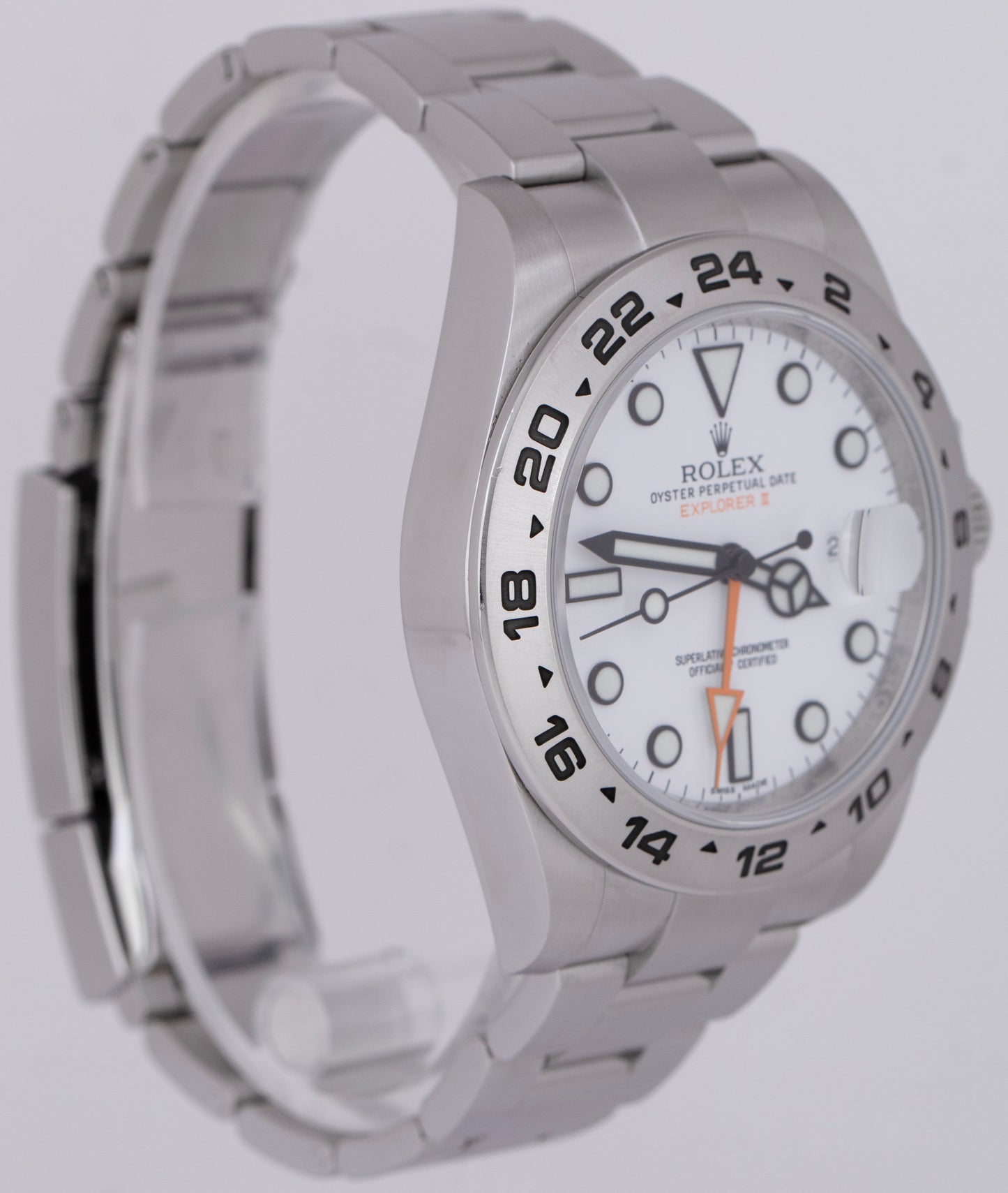 2019 Rolex Explorer II PAPERS 42mm 216570 White Orange Steel GMT Date Watch B+P