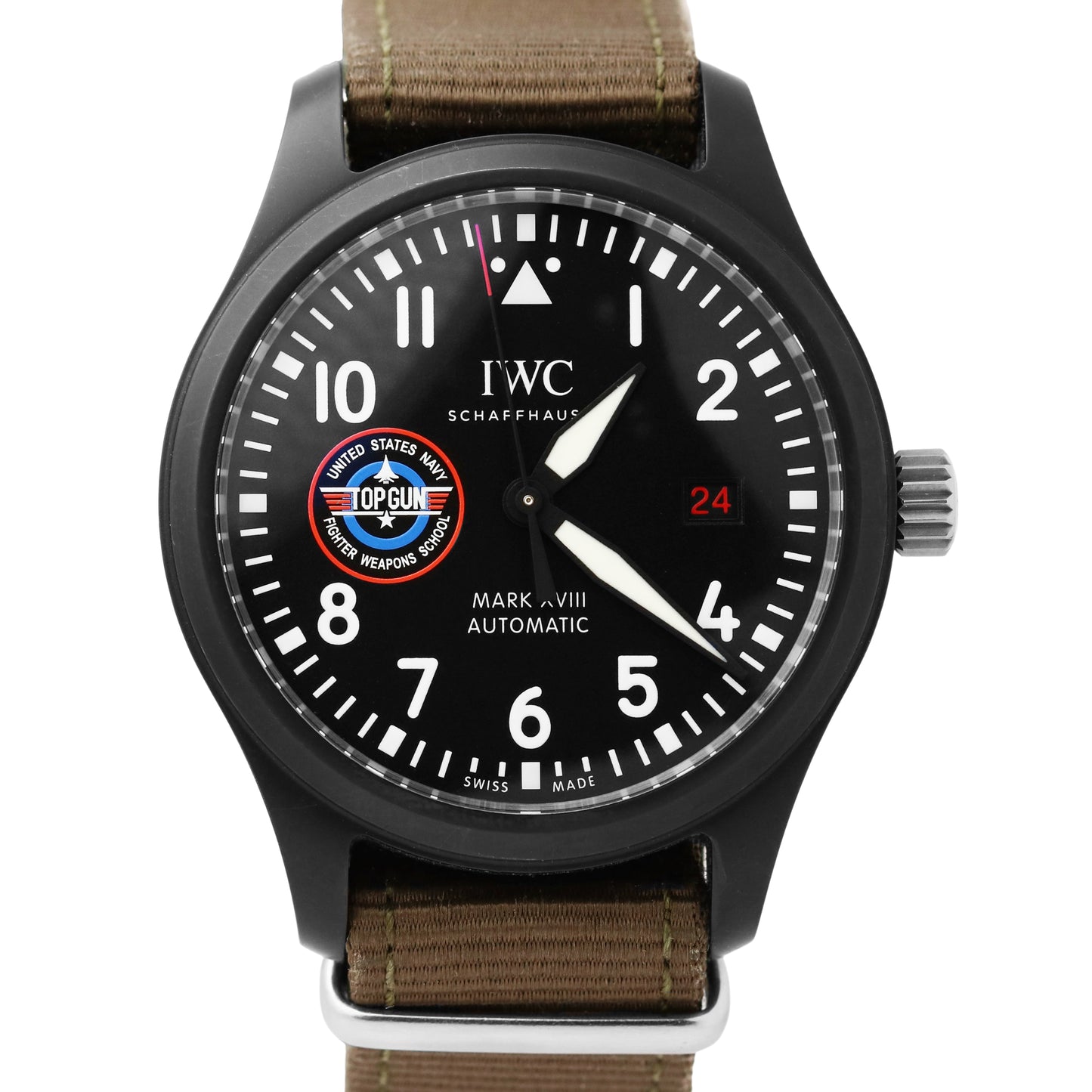 2022 IWC Pilot Mark XVIII TOP GUN SFTI Black Ceramic PAPERS 41mm IW324712 B+P