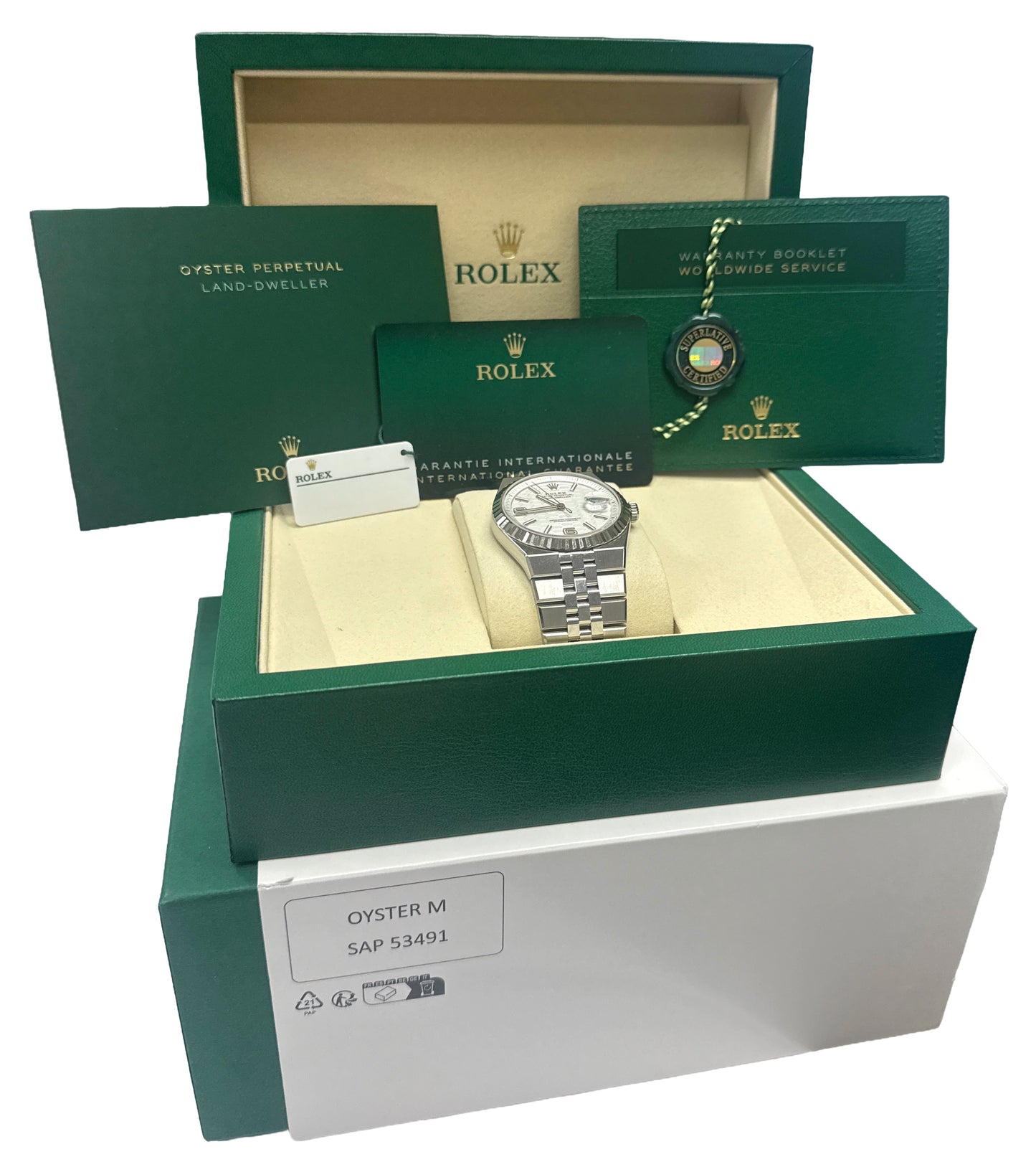 NEW JUNE 2026 PAPERS Rolex Land-Dweller 40mm WHITE 18K Gold Stainless 127334 BOX