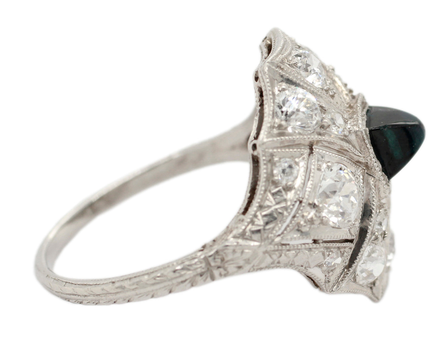 Antique Art Deco 0.40ct Triangle Sapphire & Diamond Cocktail Ring - Platinum