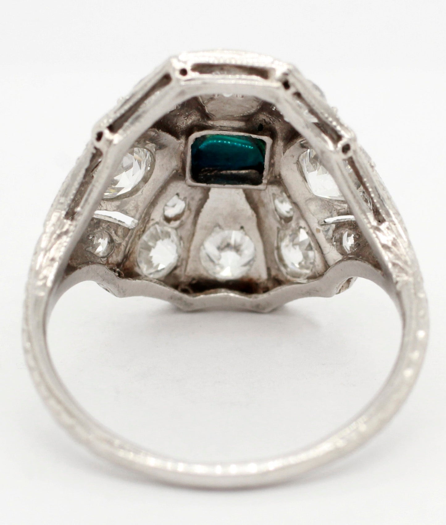 Antique Art Deco 0.40ct Triangle Sapphire & Diamond Cocktail Ring - Platinum