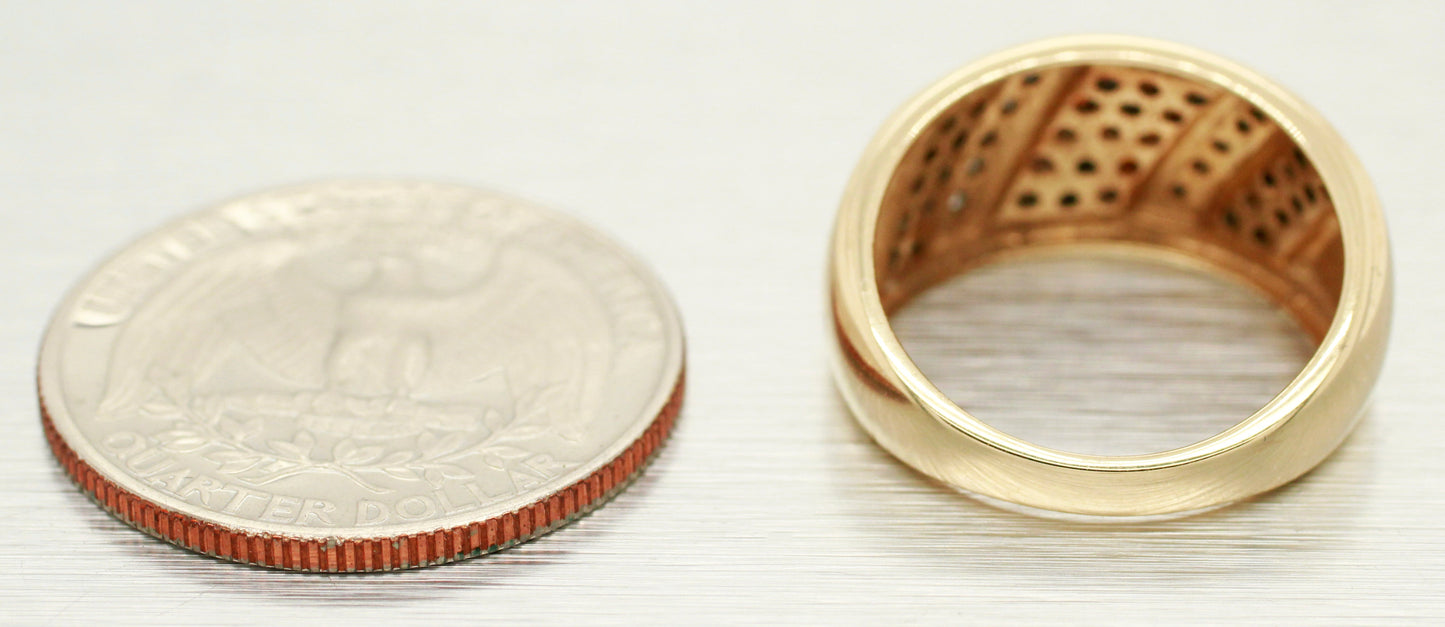 Vintage 0.23ctw Orange Diamond & White Diamond Pave Band Ring - 14k Yellow Gold