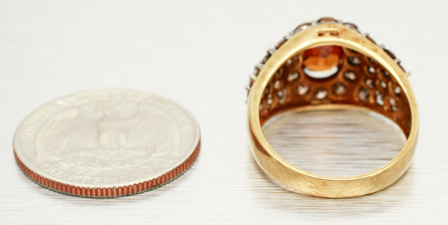 Modern 1ct Citrine & Brown Diamond Engagement Ring - 18k Yellow Gold - Size 9