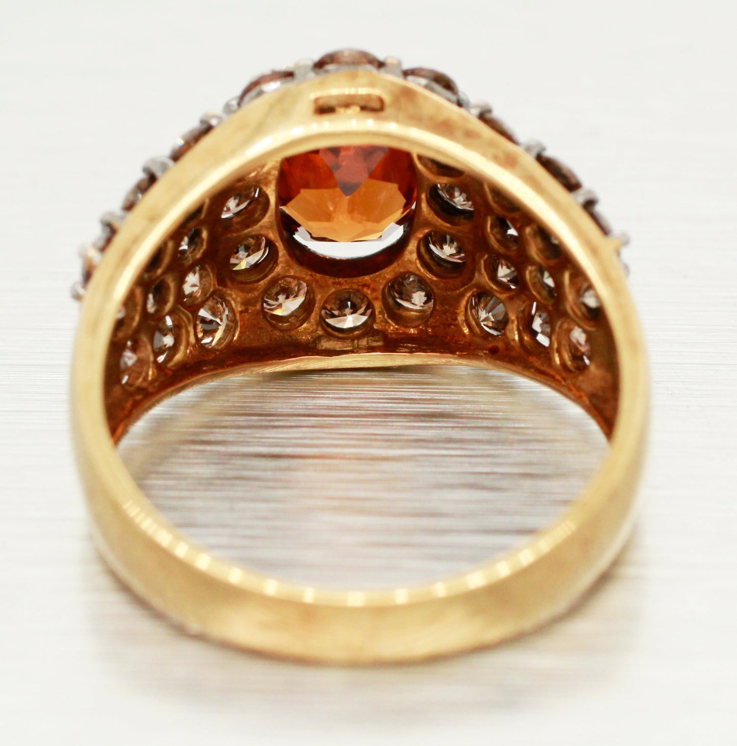 Modern 1ct Citrine & Brown Diamond Engagement Ring - 18k Yellow Gold - Size 9