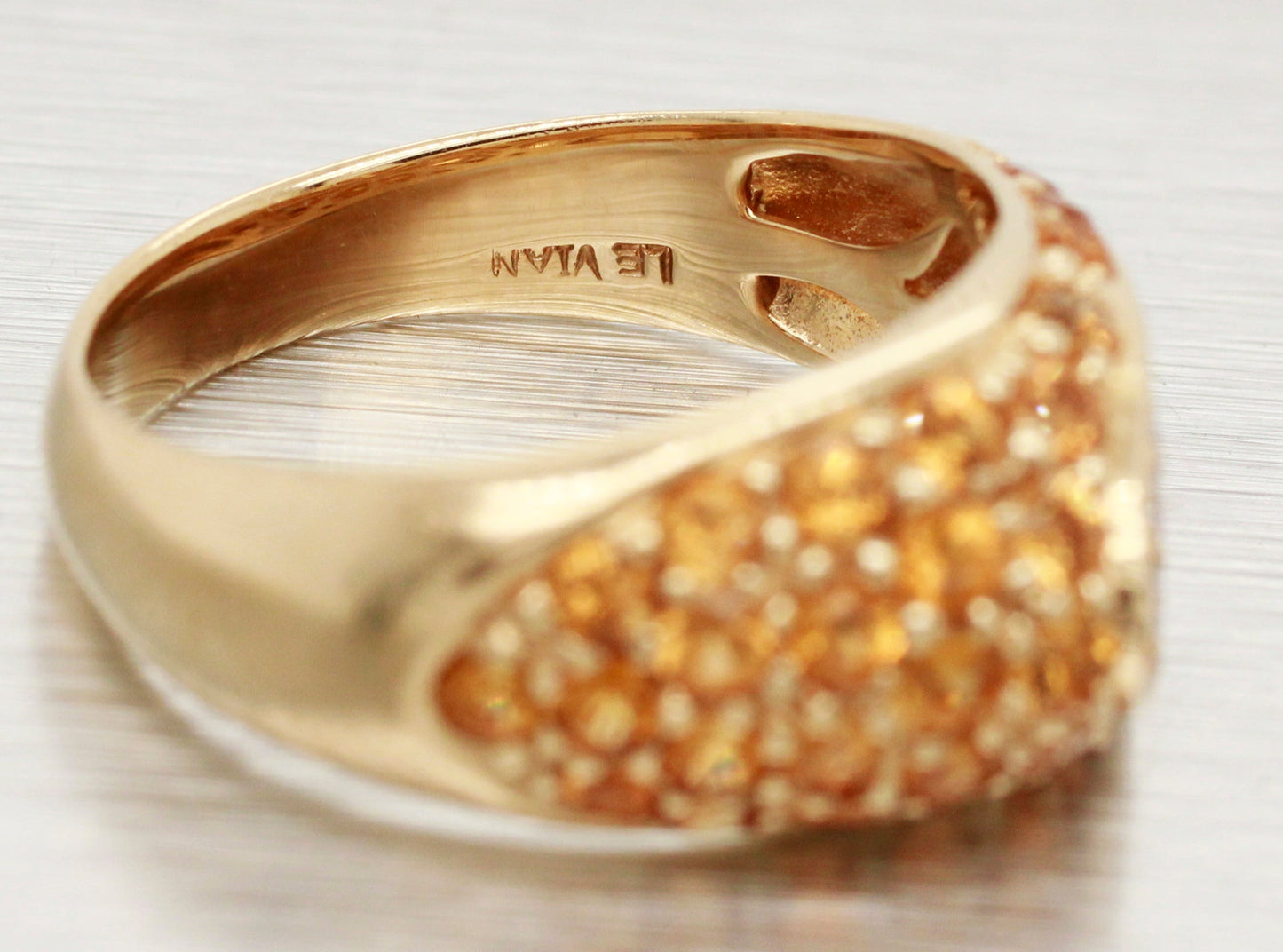 Le Vian Orange Sapphire & Diamond Asymmetrical Band - 14k Yellow Gold Ring