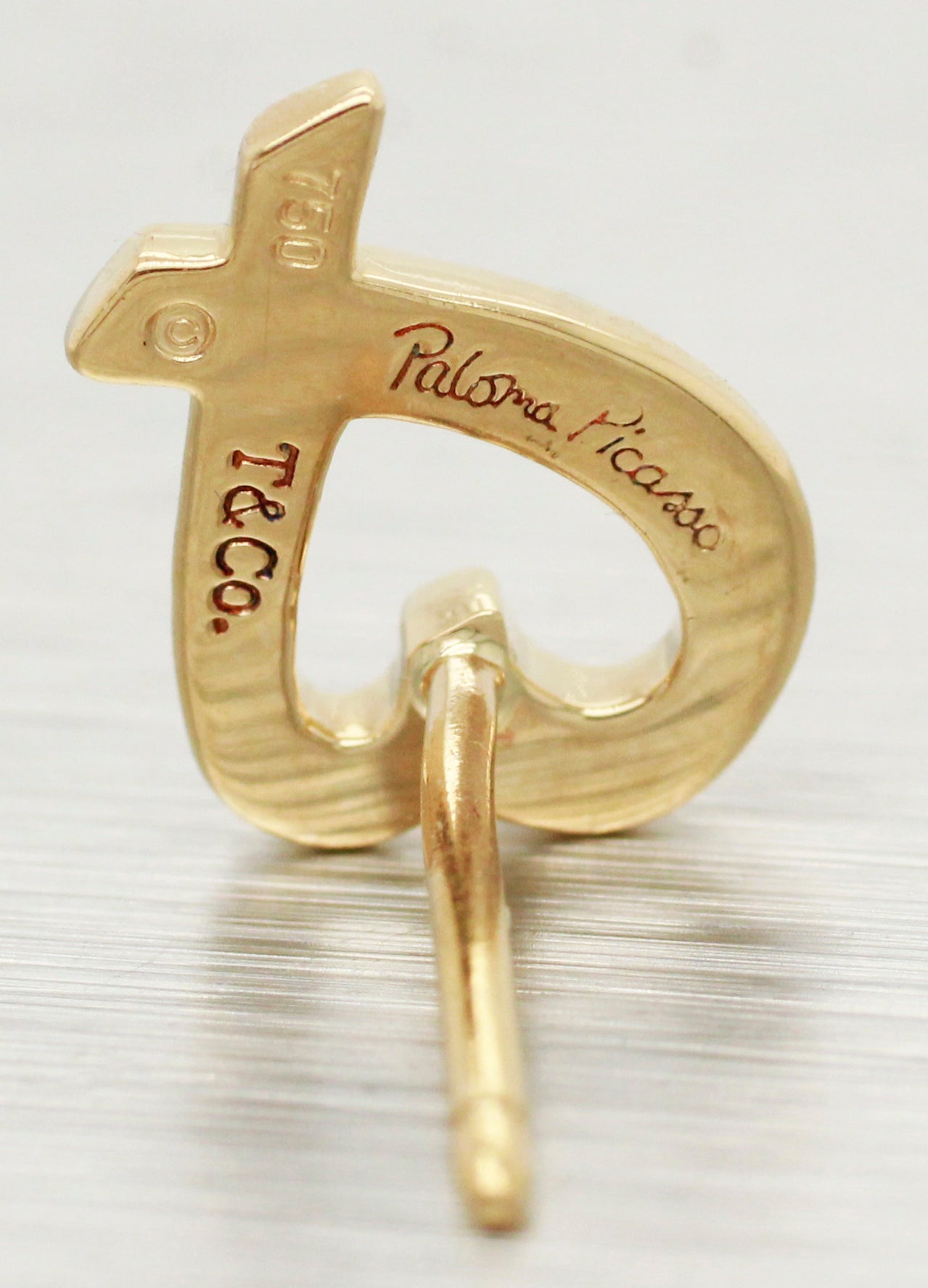 Tiffany & Co. Paloma Picasso Loving Heart Earrings | 18k Yellow Gold | w/ Pouch