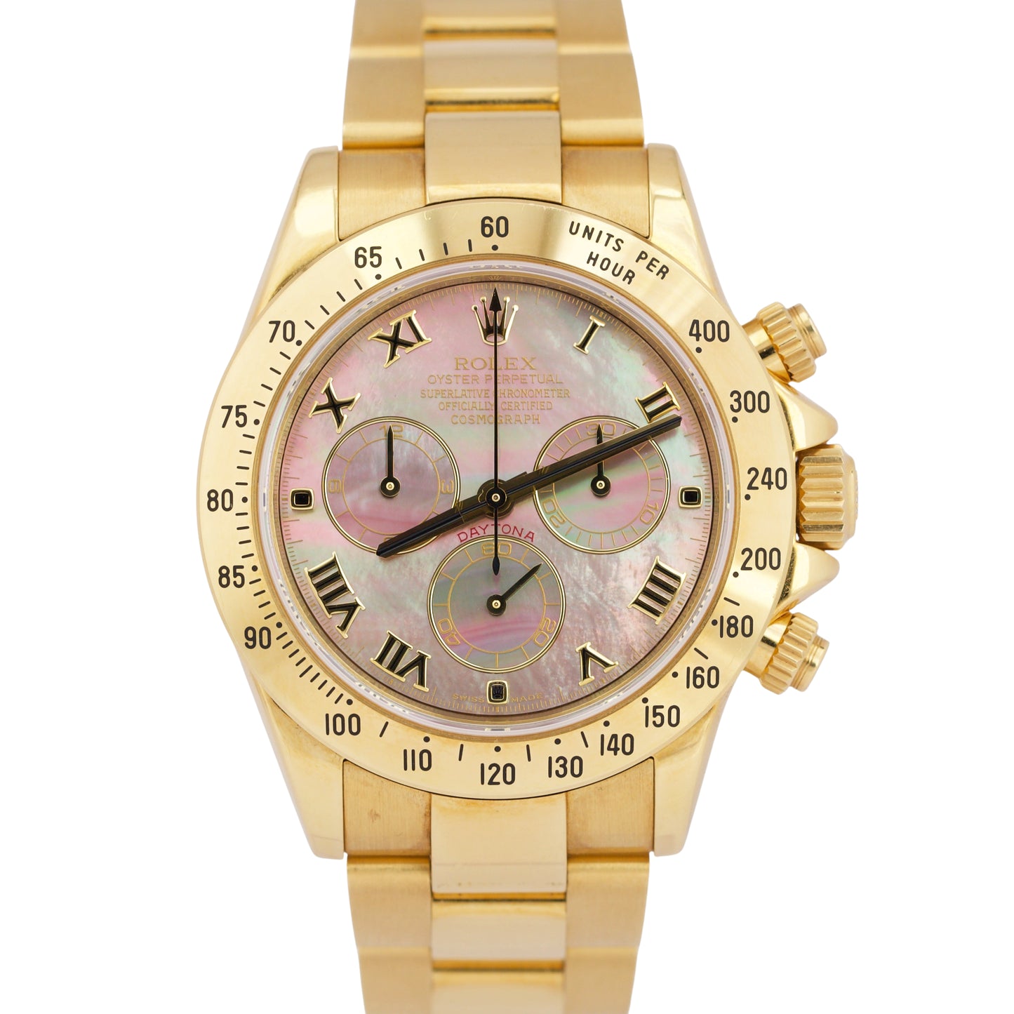 UNPOLISHED REHAUT Rolex Daytona FACTORY MOP ROMAN 18K Yellow Gold 40mm 116528
