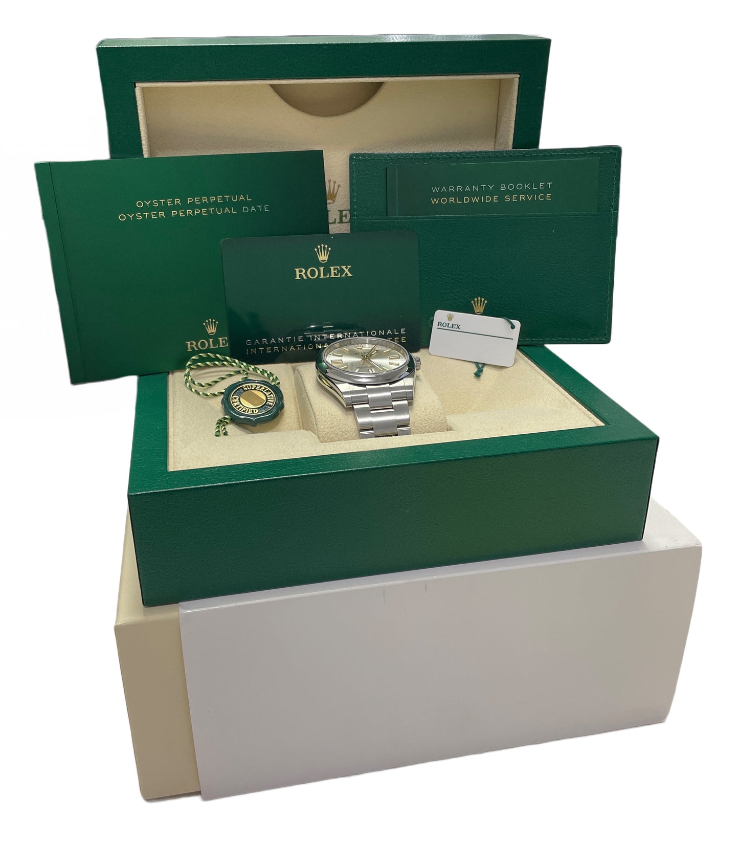 MINT 2022 PAPERS Rolex Oyster Perpetual SILVER Stainless Steel 41mm 124300 BOX