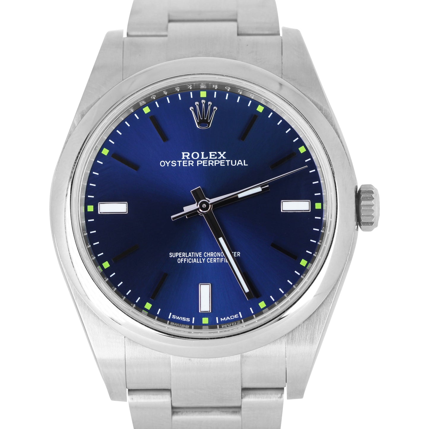 MINT Rolex Oyster Perpetual BLUE 39mm Stainless Steel Automatic Watch 114300