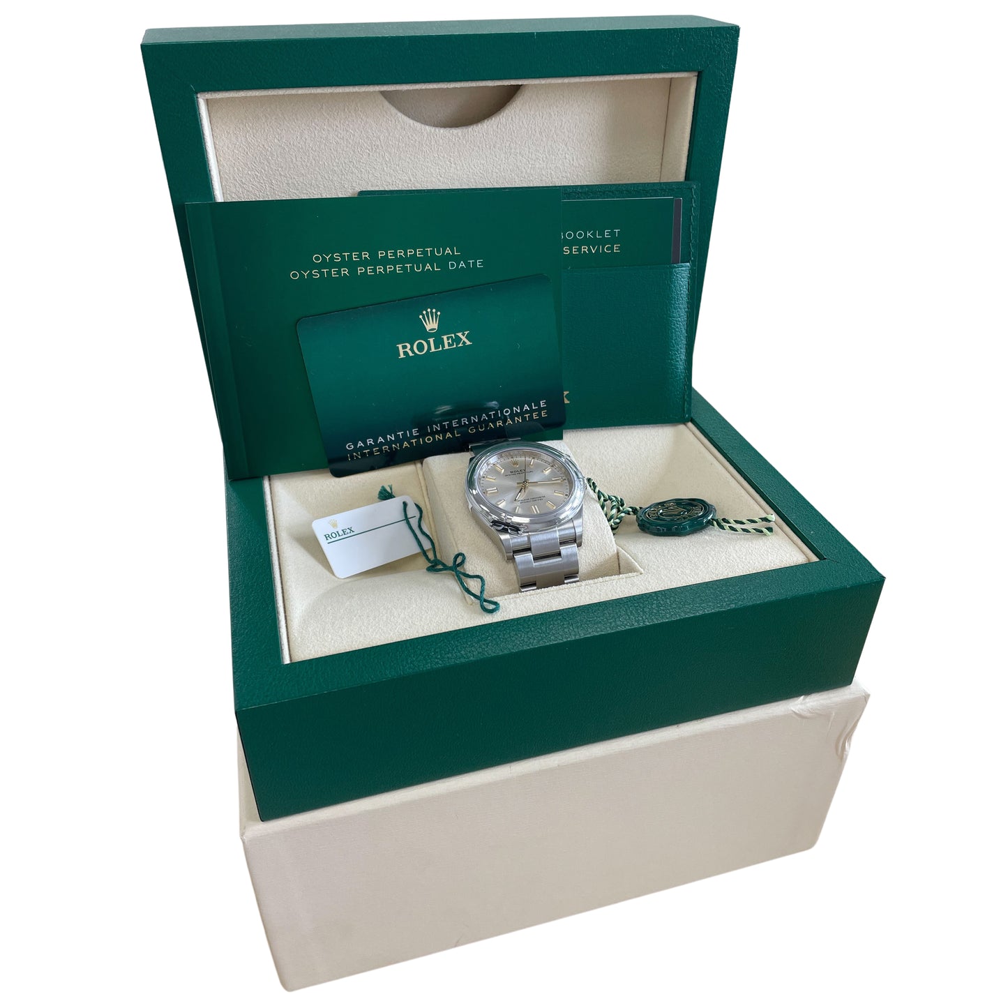 NEW STICKERED 2020 Rolex Oyster Perpetual 36mm Silver DOMINO Watch 126000 B+P
