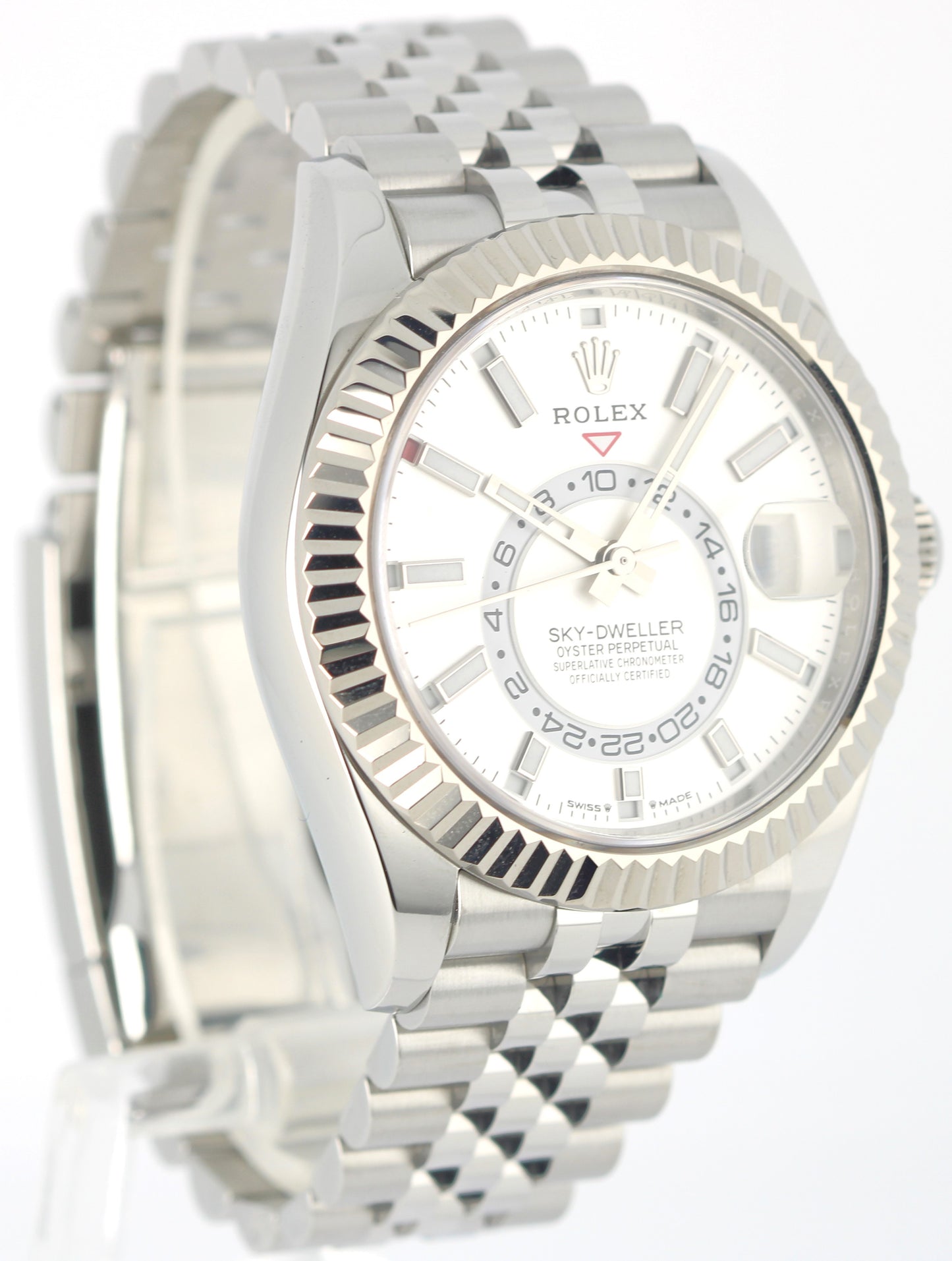 Rolex Sky-Dweller Stainless Steel White 42mm FLUTED JUBILEE 336934 Watch