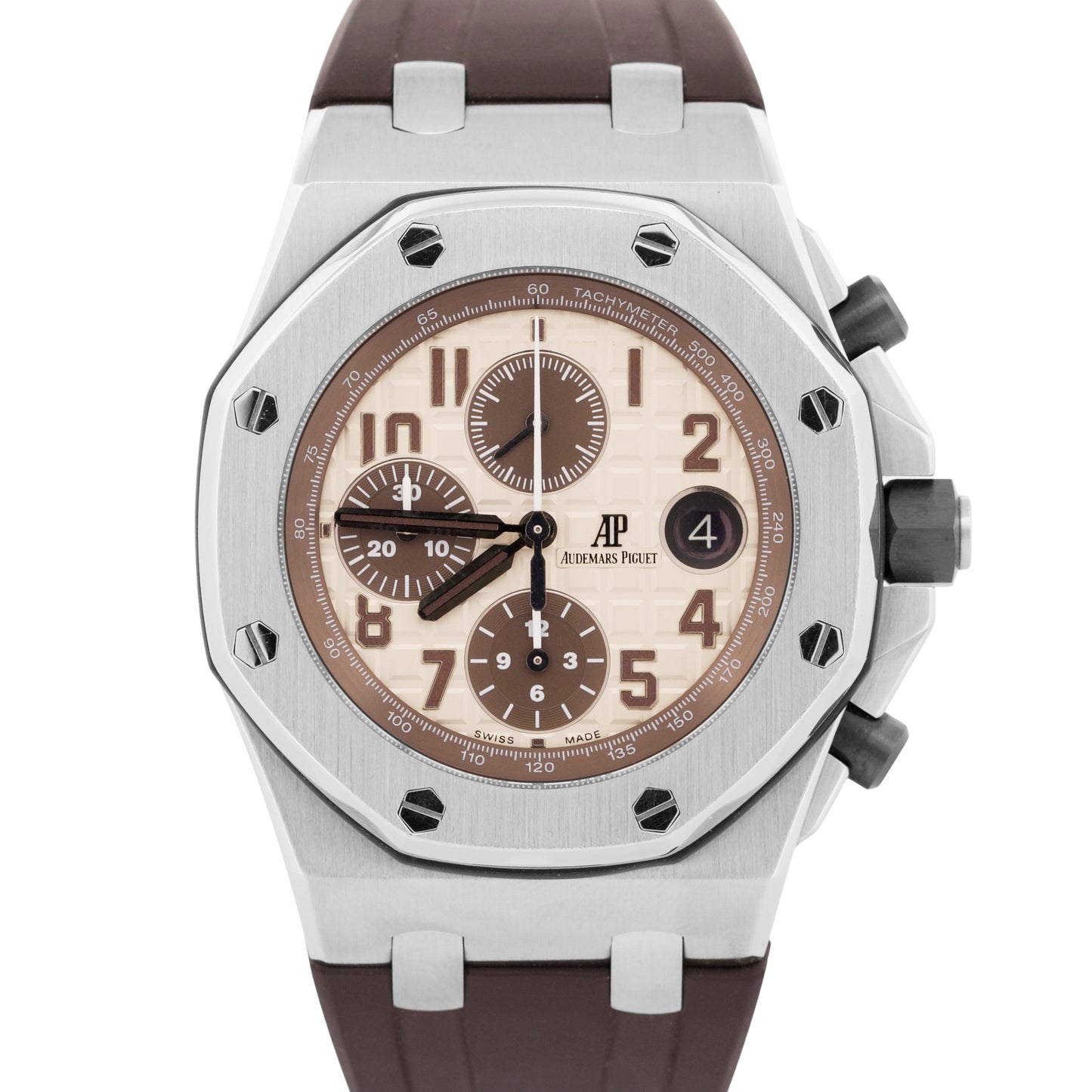 MINT Audemars Piguet Royal Oak Offshore SAFARI Brown Rubber Steel 42mm 26470ST