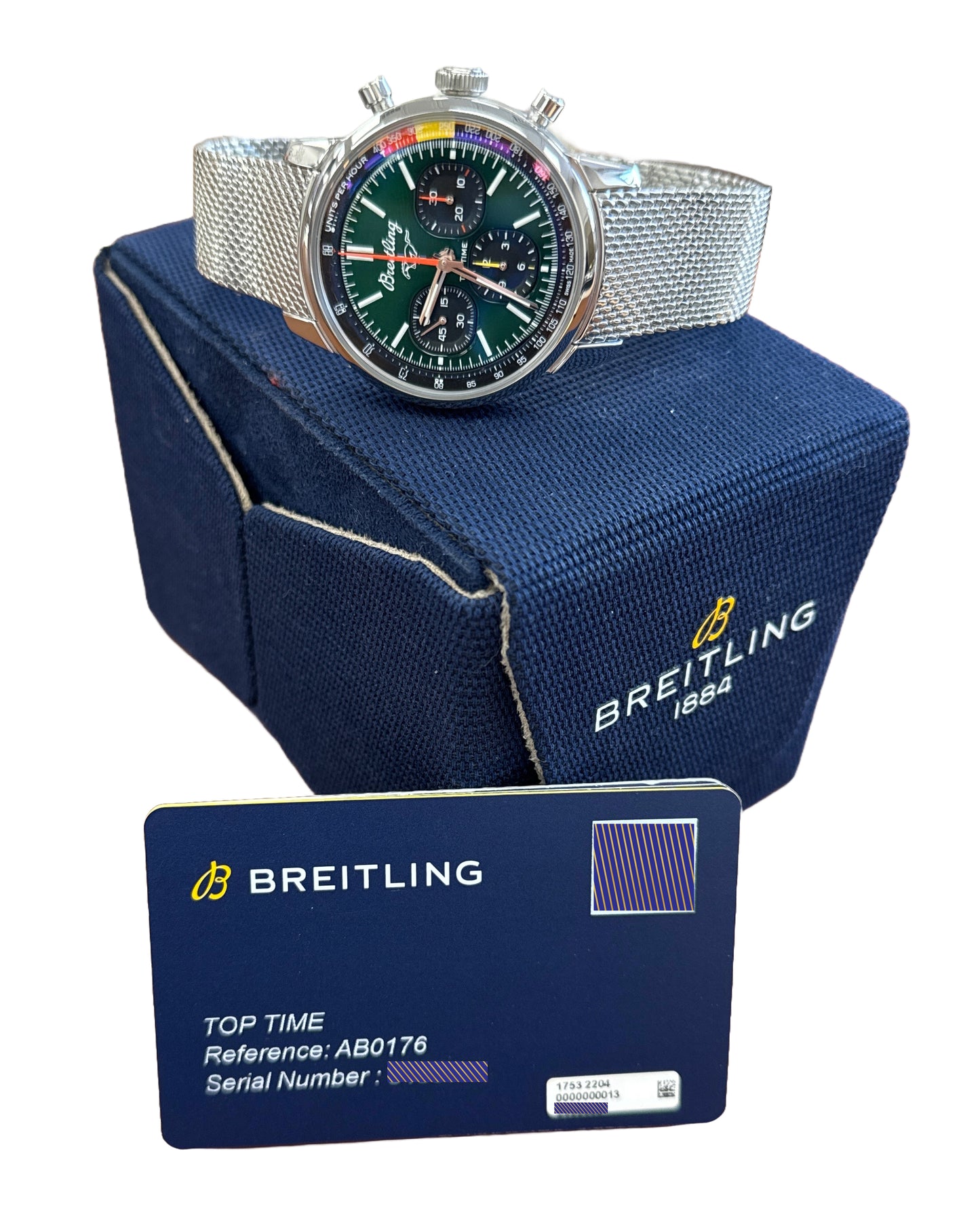 2024 PAPERS Breitling Top Time B01 MUSTANG Green Chronograph 41mm AB0176 BOX