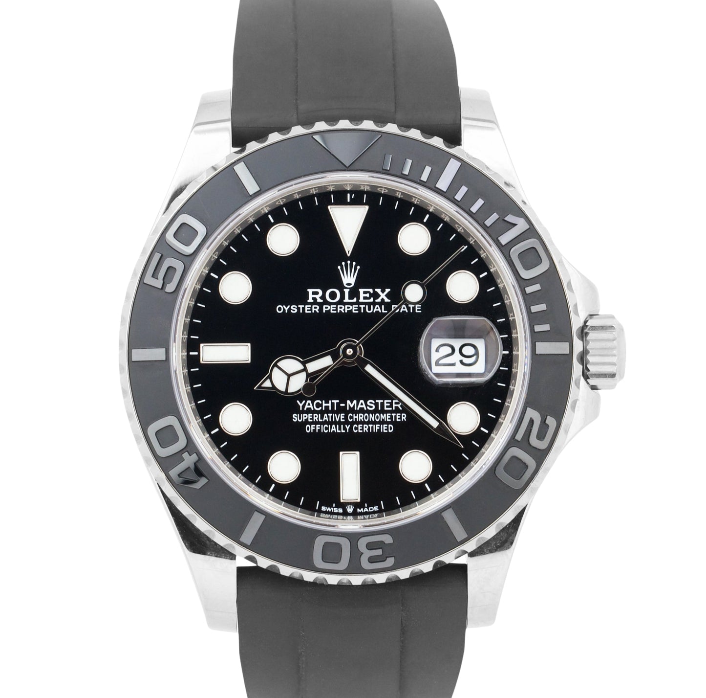 2022 Rolex Yacht-Master 18K White Gold Oysterflex 42mm PAPERS Watch 226659 B+P