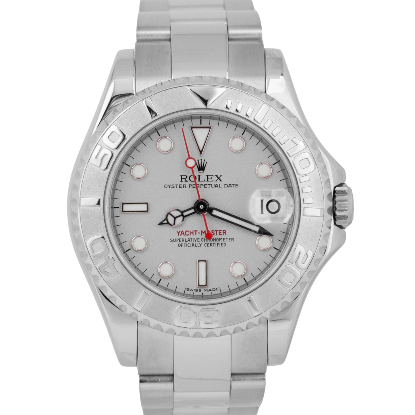 MINT Rolex Yacht-Master Mid-Size PLATINUM Stainless Steel 35mm 168622 Date Watch