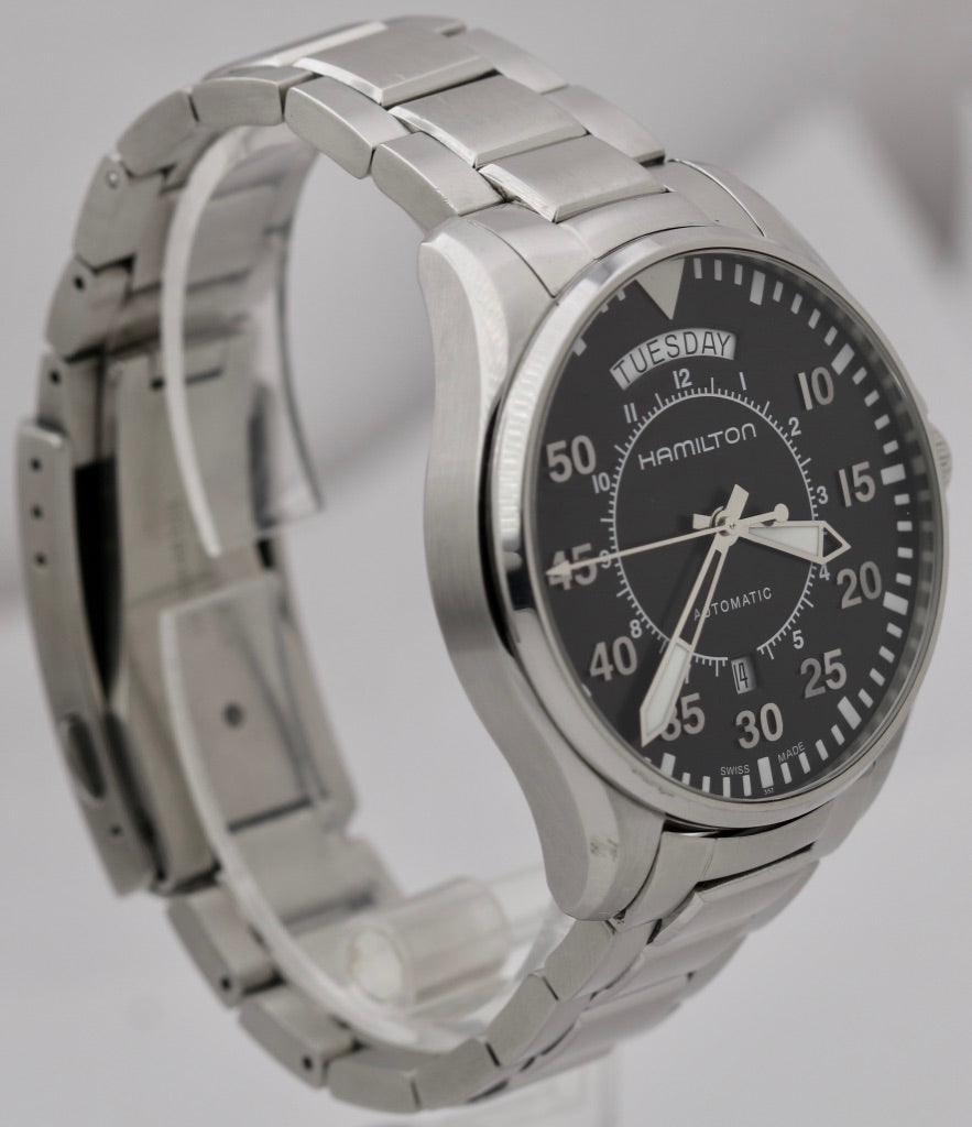 Hamilton Khaki Aviation Pilot Day Date Auto Steel Black 42mm H646150 Watch