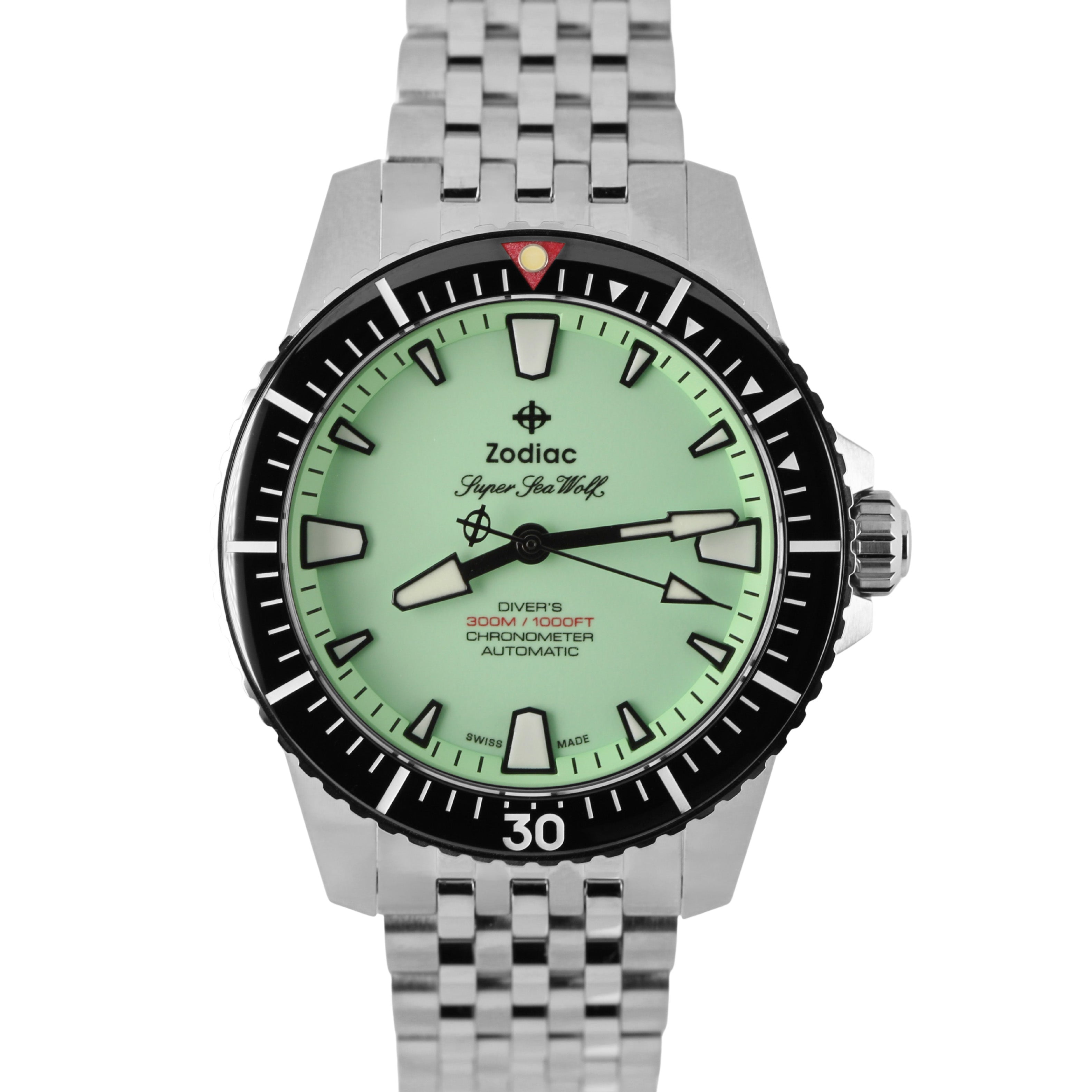 レア★BORN Zepp DiverCity SUPER BLACK MARK… Zodiac Super Sea Wolf Pro-Diver Z03560 Pistachio Green 42mm Full