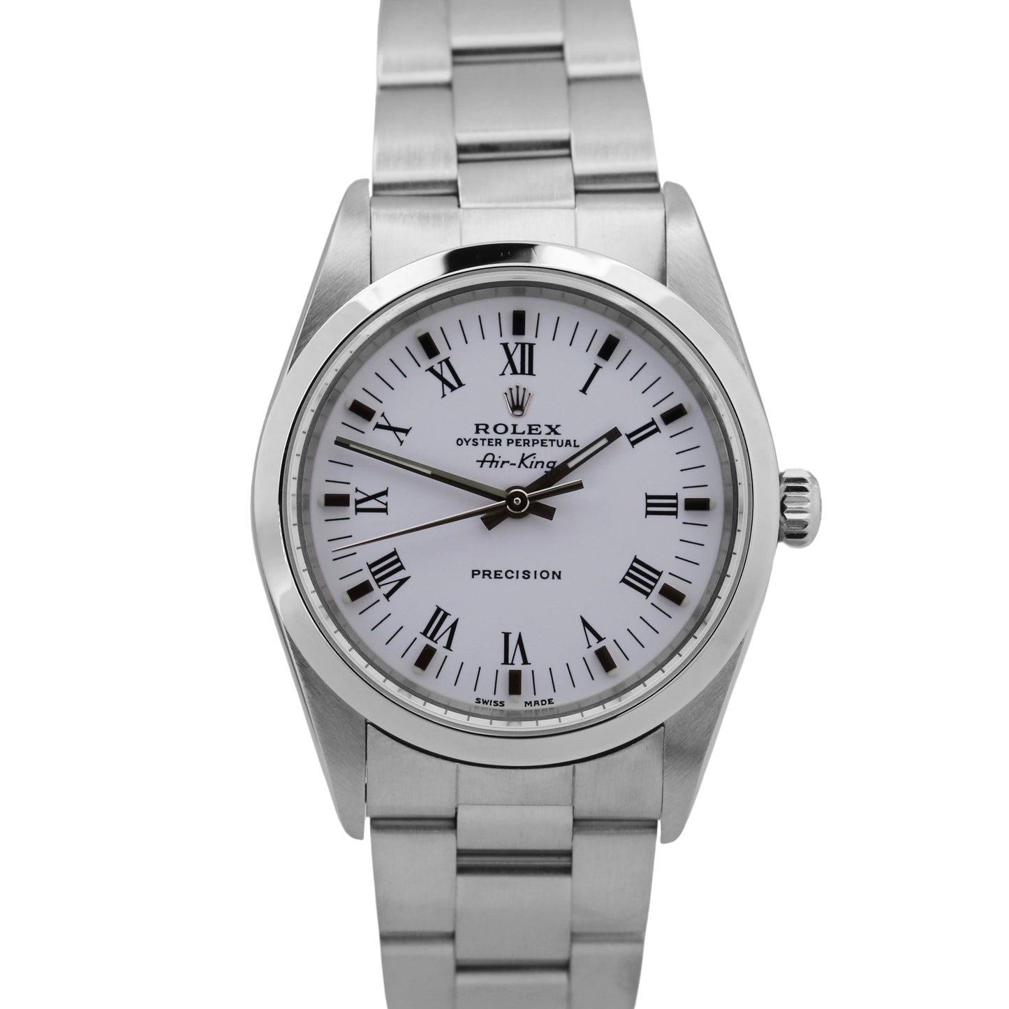 MINT PAPERS Rolex Oyster Perpetual WHITE ROMAN Air-King 34mm Stainless 14000 BOX