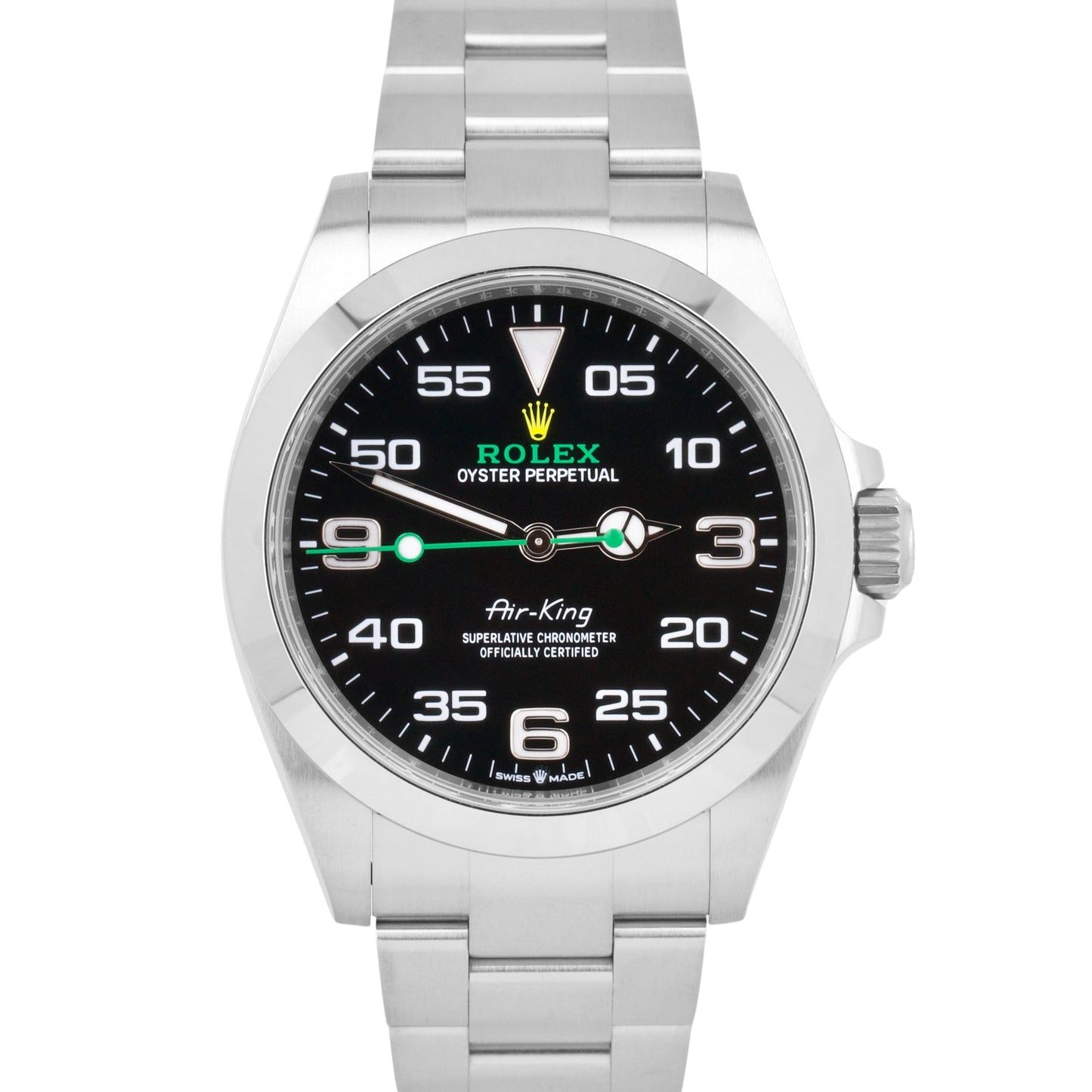 NEW MAY 2023 PAPERS Rolex Air-King 40mm Green Black Stainless Steel 126900 B+P