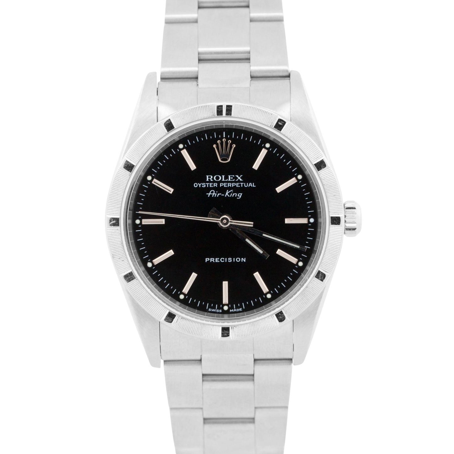 PAPERS Rolex Oyster Perpetual Air-King BLACK 14010 Stainless Steel 34mm BOX