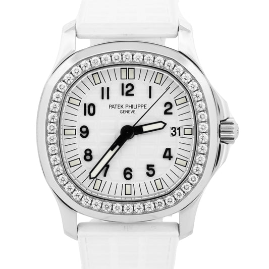 Ladies Patek Philippe Aquanaut WHITE DIAMOND Rubber Steel 35mm Quartz 5067A