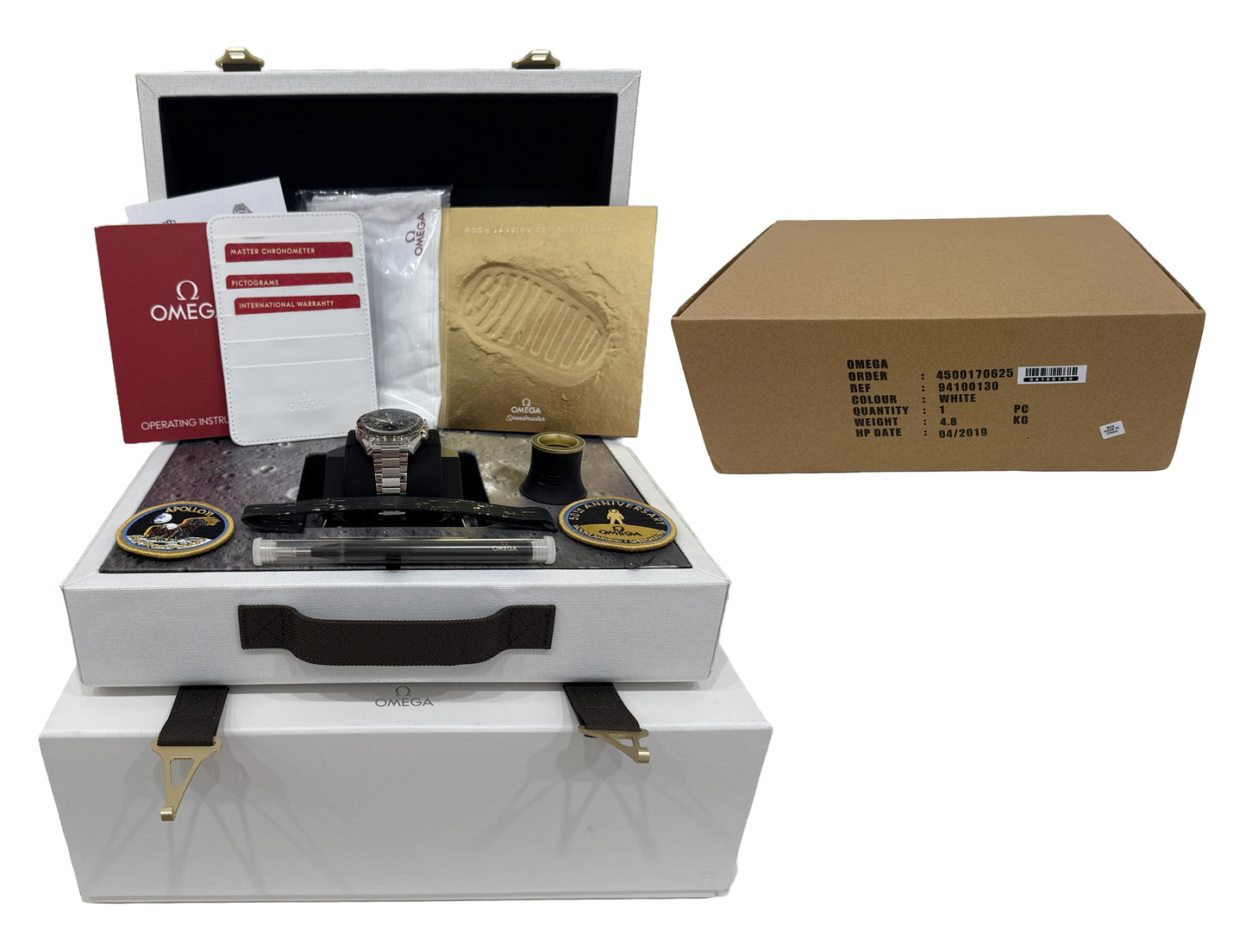 PAPERS Omega Speedmaster Apollo 50th Anniversary 18K 310.20.42.50.01.001 BOX