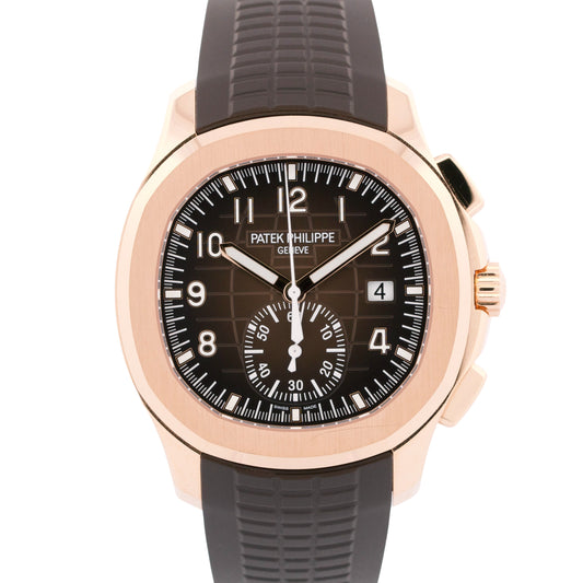 NEW 2025 Patek Philippe Aquanaut BROWN Rubber 18K Rose Gold 42.2mm 5968R-001 BOX