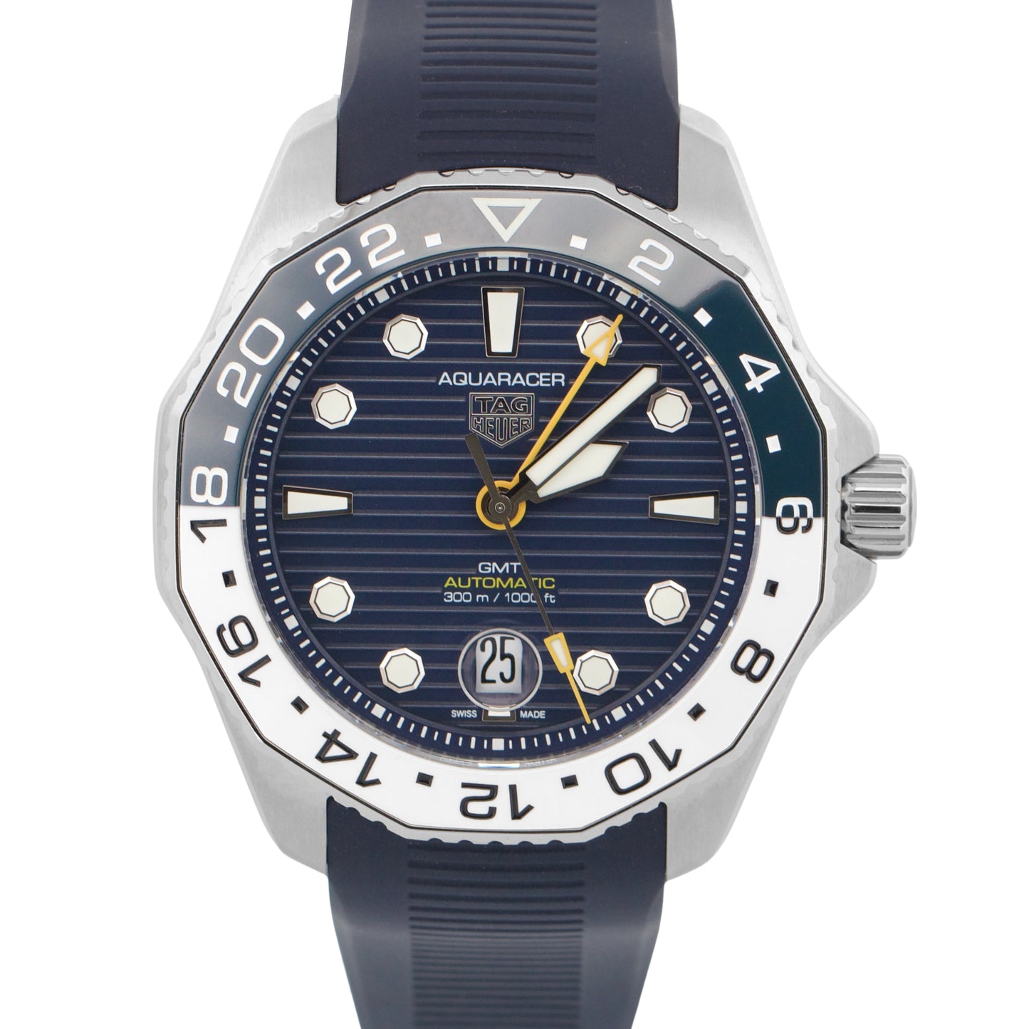 NEW PAPERS Tag Heuer Aquaracer GMT 300 Blue Rubber Steel WBP2010.FT6198 43mm BOX
