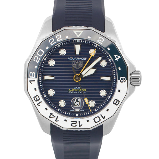 NEW PAPERS Tag Heuer Aquaracer GMT 300 Blue Rubber Steel WBP2010.FT6198 43mm BOX