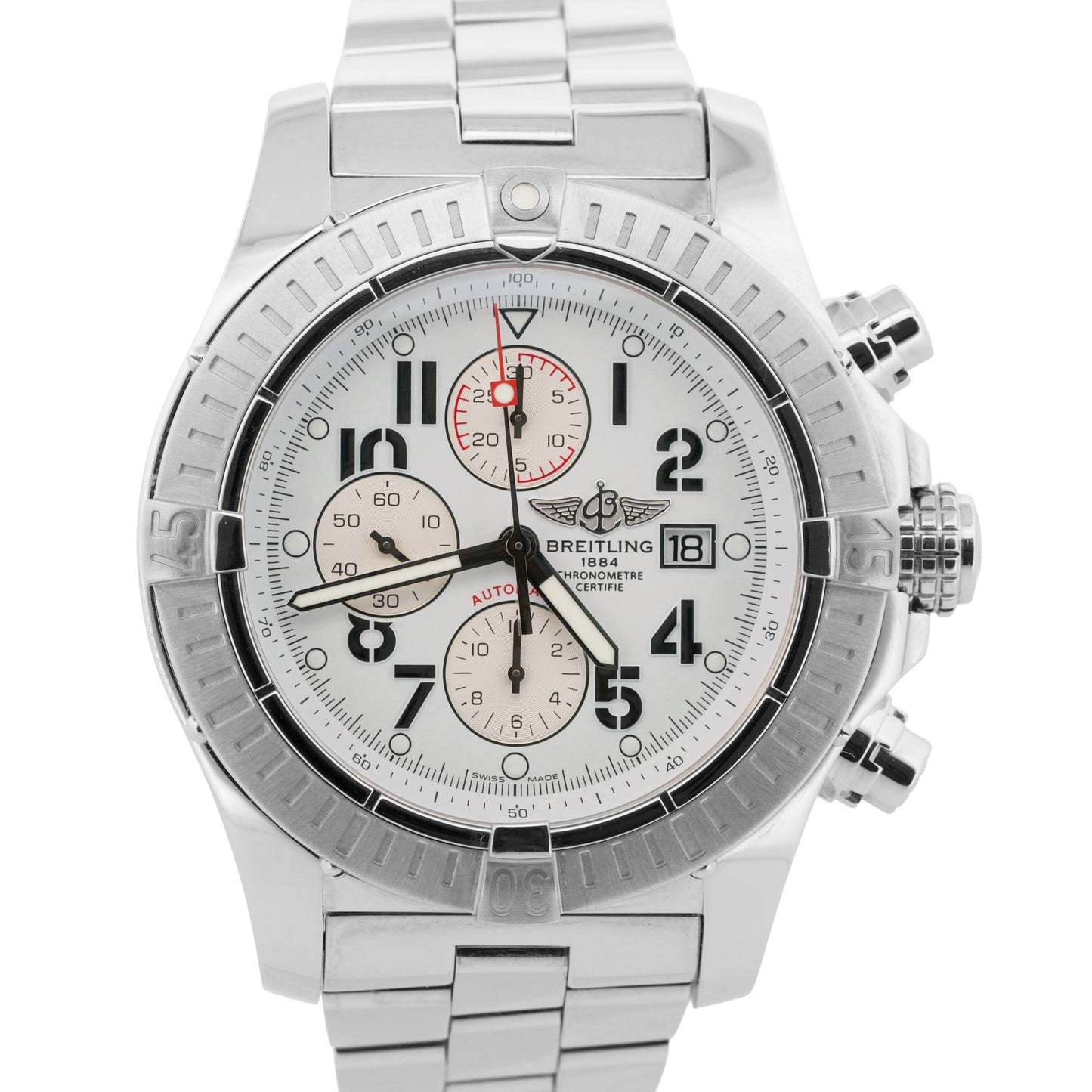 MINT PAPERS Breitling Super Avenger Chronograph 48mm Steel Watch A13370 BOX