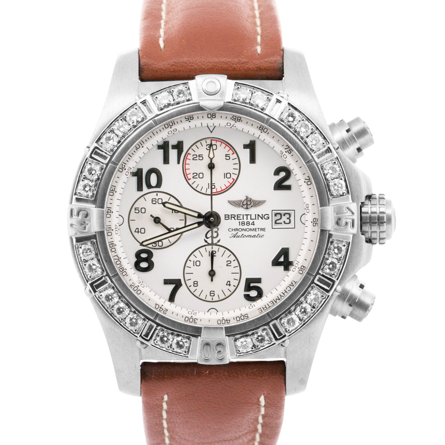 Breitling Avenger Chronograph Titanium 44mm WHITE DIAMOND Automatic E13360 BOX