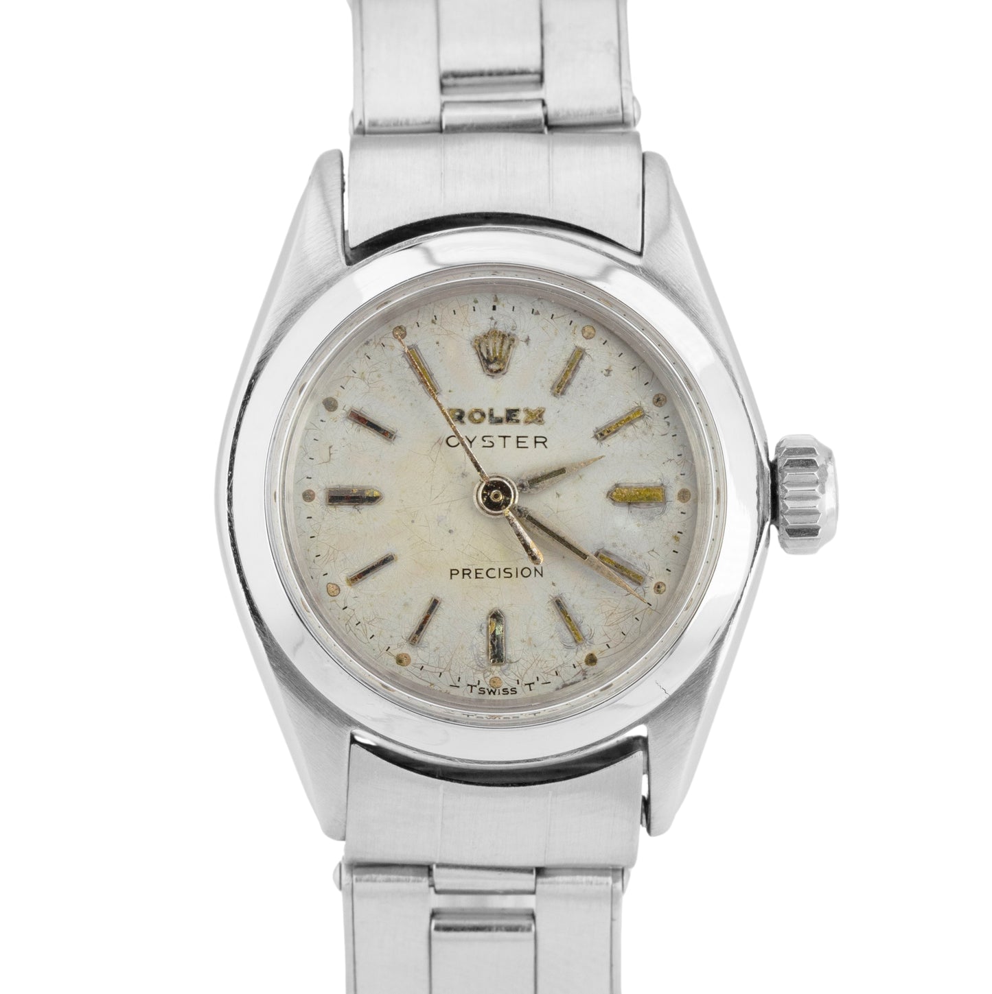 1965 PAPERS Ladies Rolex Oysterdate Precision 24mm Manual 6410 Steel Watch BOX