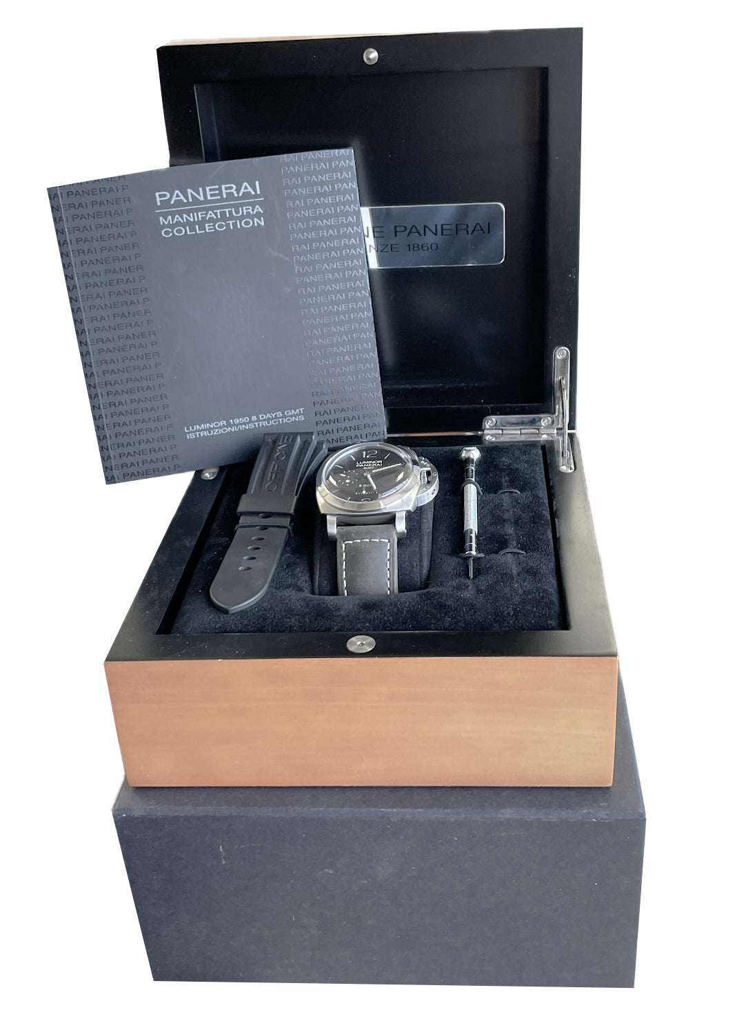 MINT Panerai Luminor Marina PAM00233 1950 GMT 8 Days DOT DIAL 44mm Watch BOX