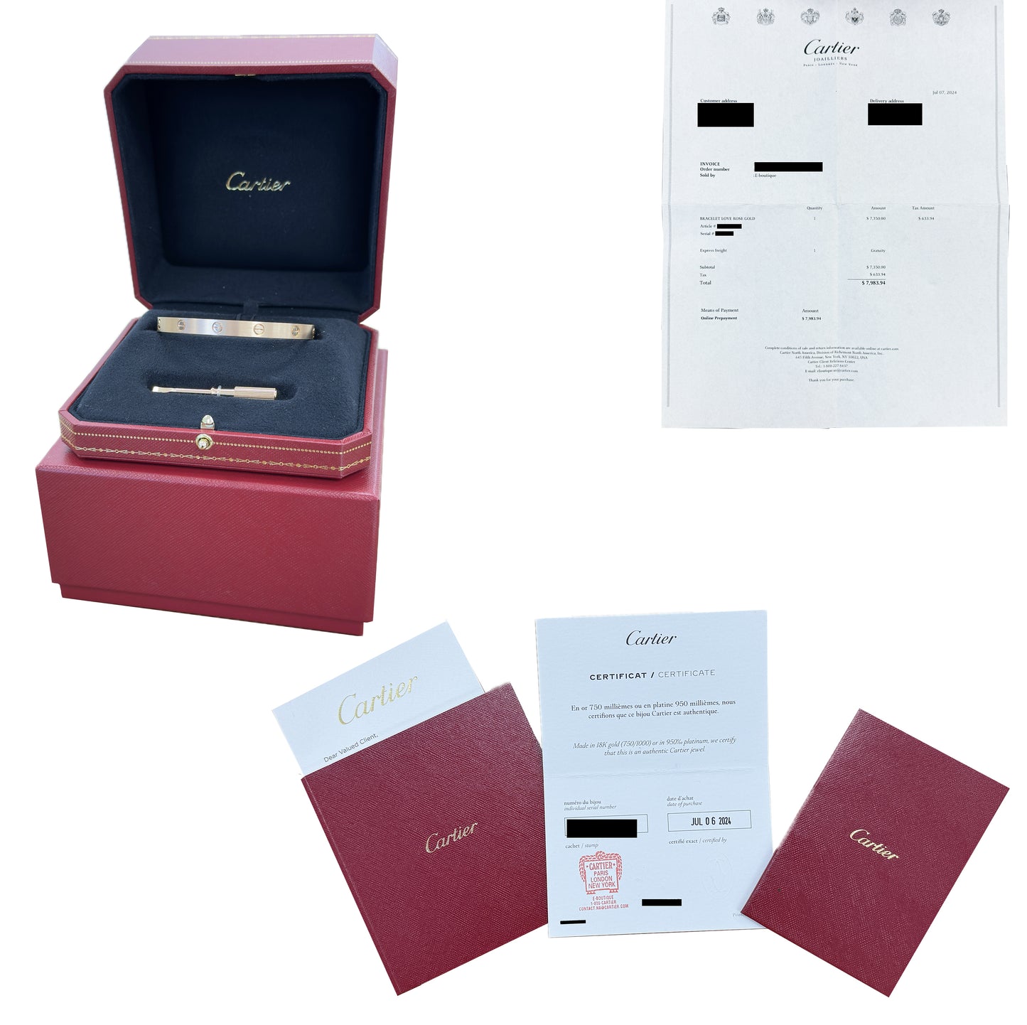 MINT 2024 PAPERS Cartier LOVE Bracelet BRUSHED 18K ROSE Gold Size 19 AU 750 BOX