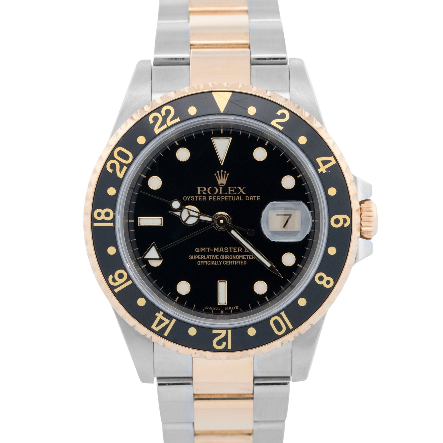 PAPERS Rolex GMT-Master II Black 18K Gold Two Tone Oyster 40mm 16713 Watch BOX