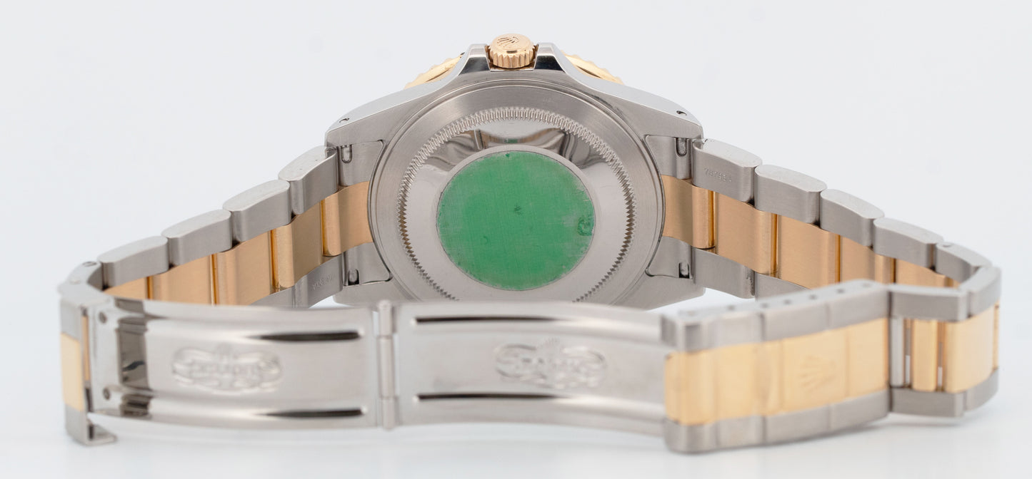 PAPERS Rolex GMT-Master II Black 18K Gold Two Tone Oyster 40mm 16713 Watch BOX