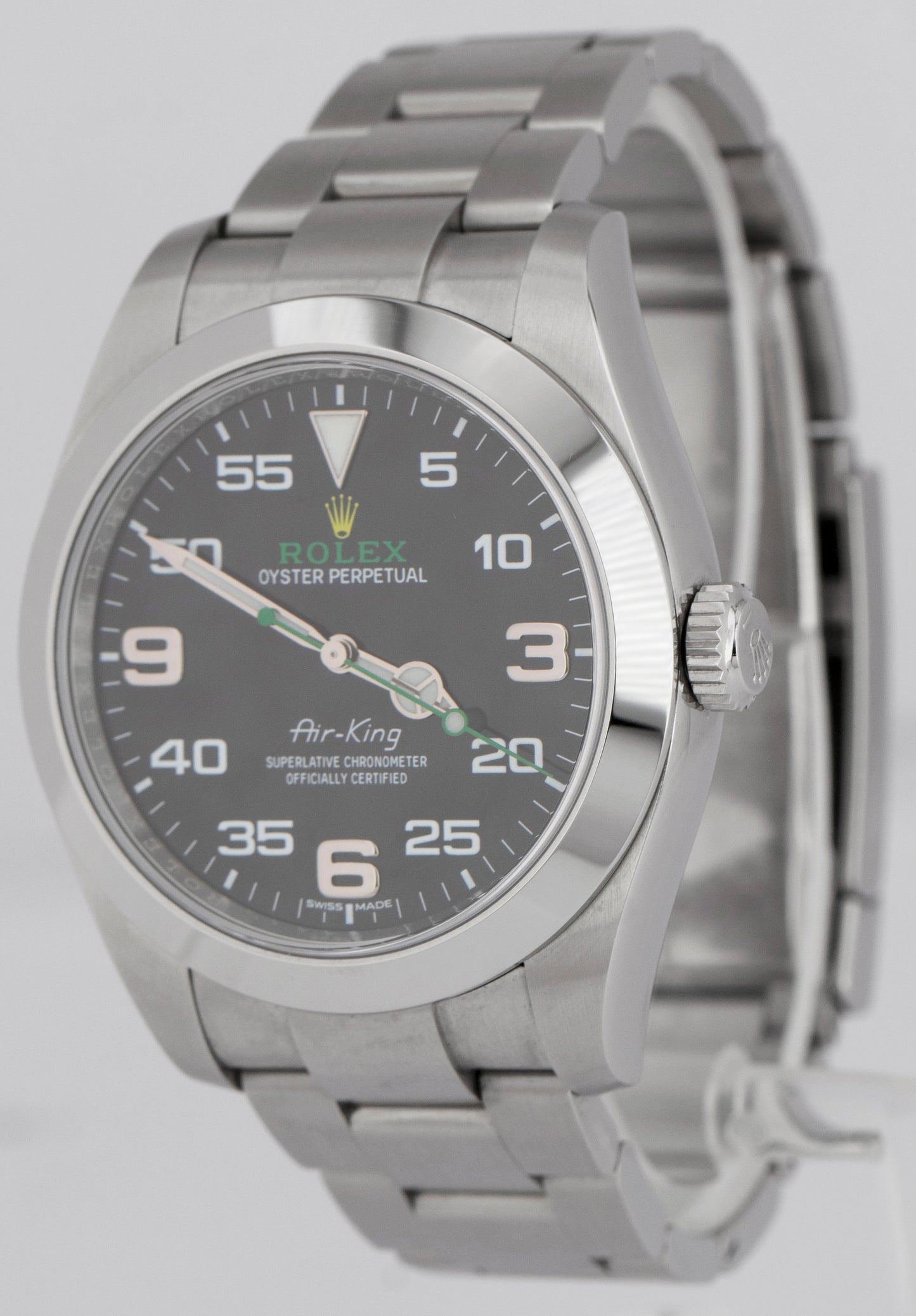 MINT PAPERS Rolex Air-King 40mm Green Black 3-6-9 Steel Arabic 116900 Watch BOX