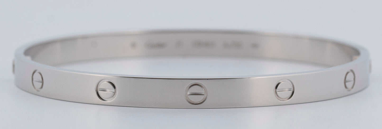 MINT PAPERS Cartier LOVE Bracelet Size 21 Solid 18K White Gold AU 750 BOX