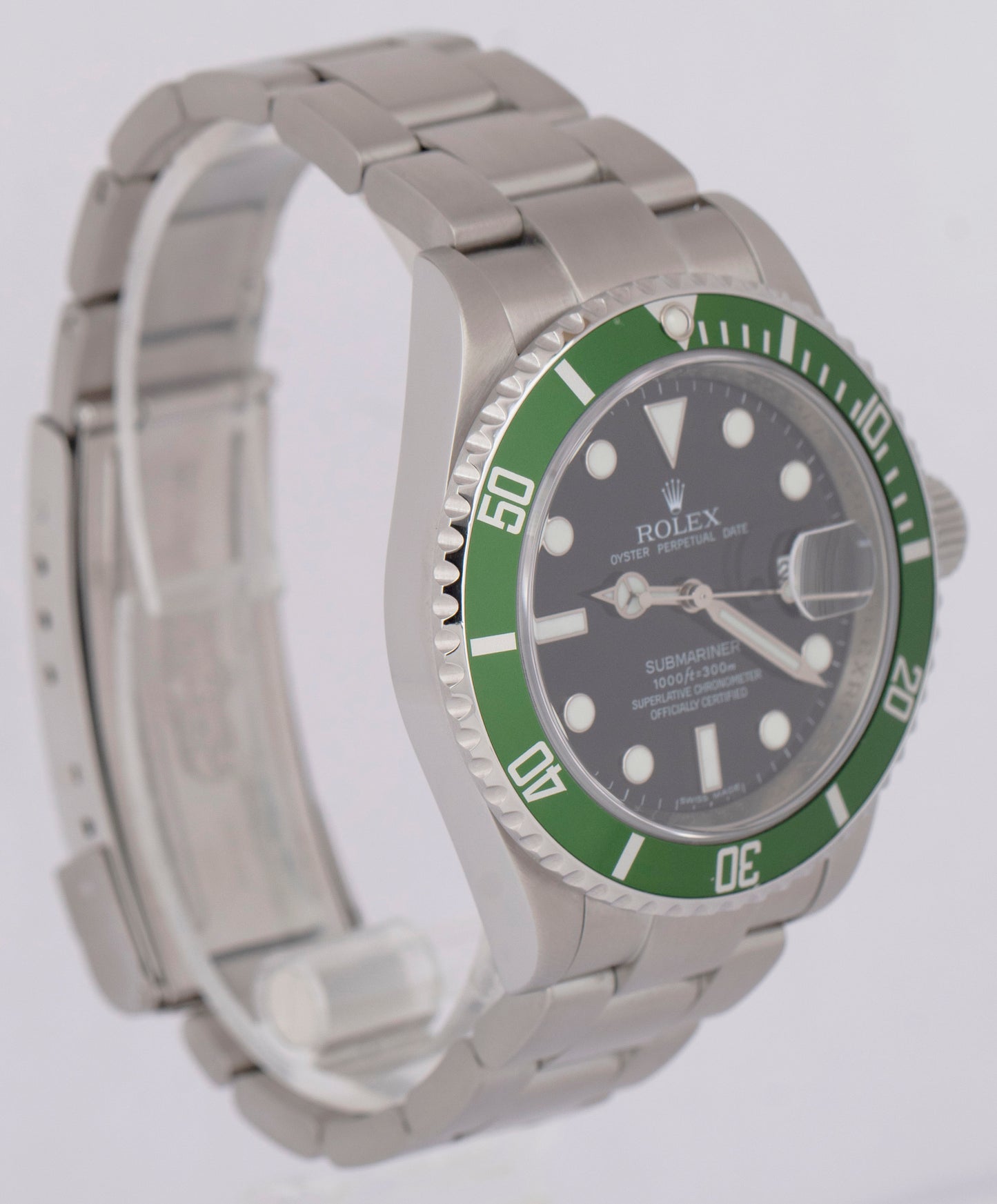 MINT 2008 PAPERS Rolex Submariner Date 40mm KERMIT Green Stainless 16610 LV BOX